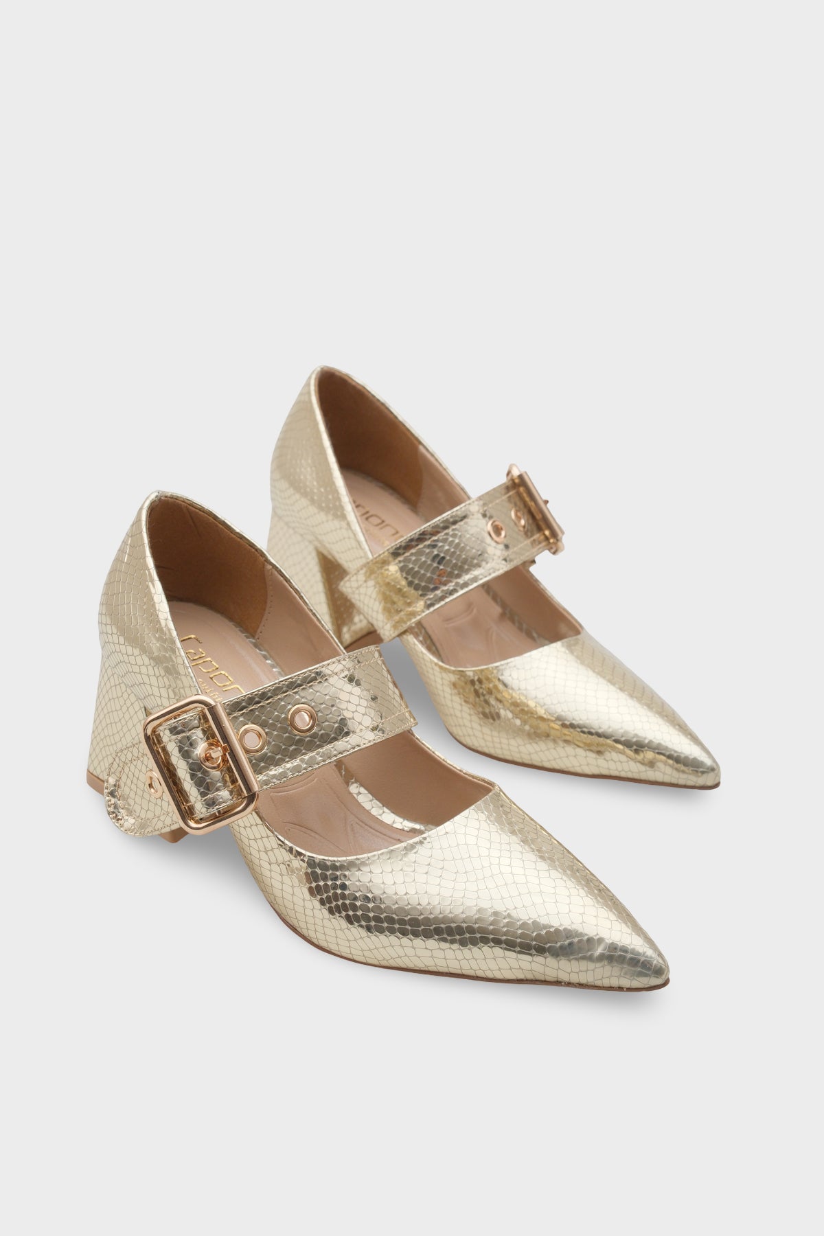 Catherin Sivri Burunlu Kalın Orta Topuklu Bantlı Kadın Ayakkabı