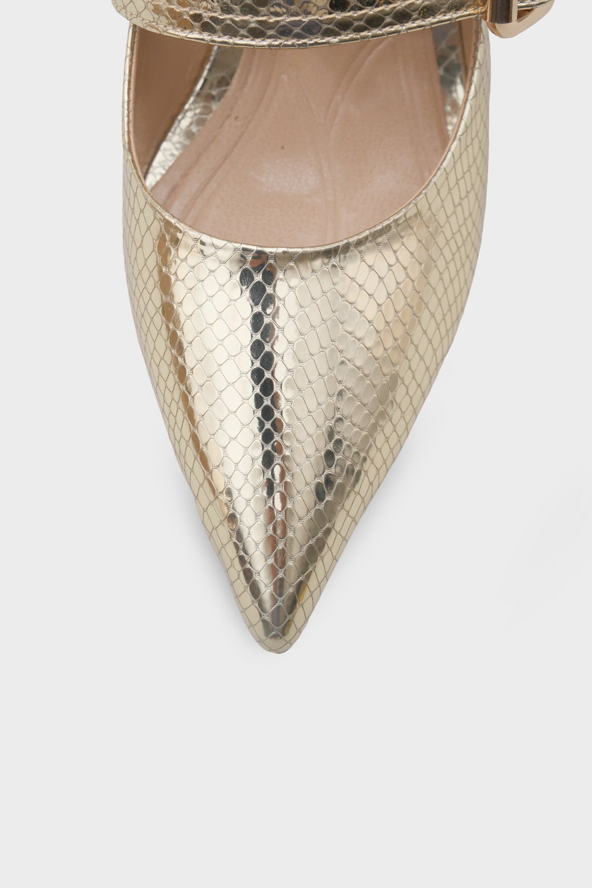 Catherin Sivri Burunlu Kalın Orta Topuklu Bantlı Kadın Ayakkabı