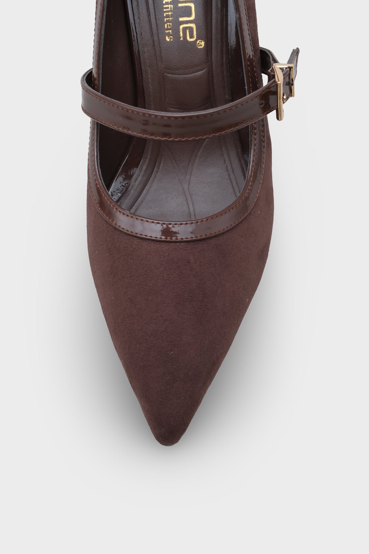 Susann Sivri Burunlu Kalın Orta Topuklu Bantlı Suni Süet Kadın Ayakkabı