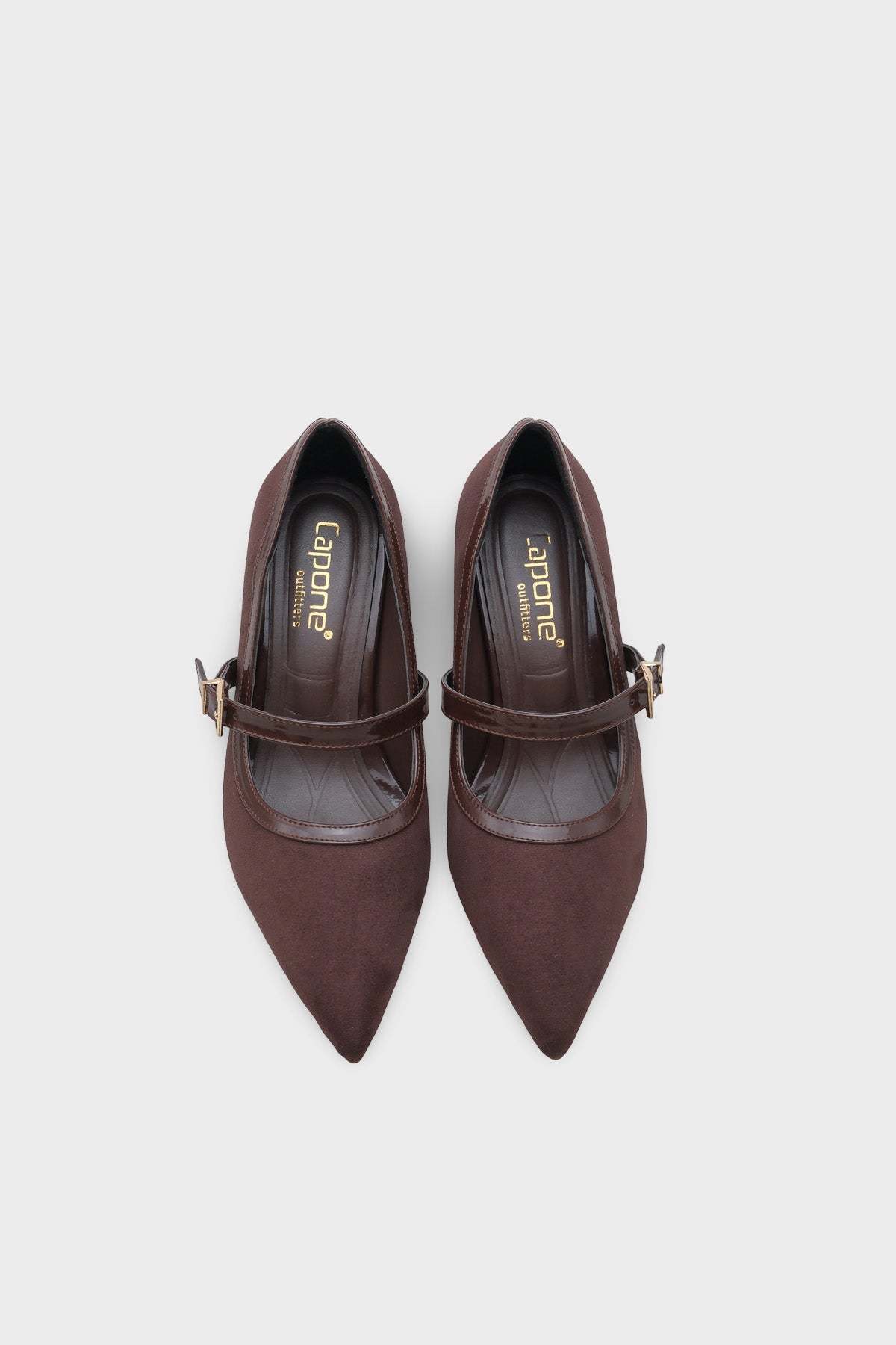 Susann Sivri Burunlu Kalın Orta Topuklu Bantlı Suni Süet Kadın Ayakkabı