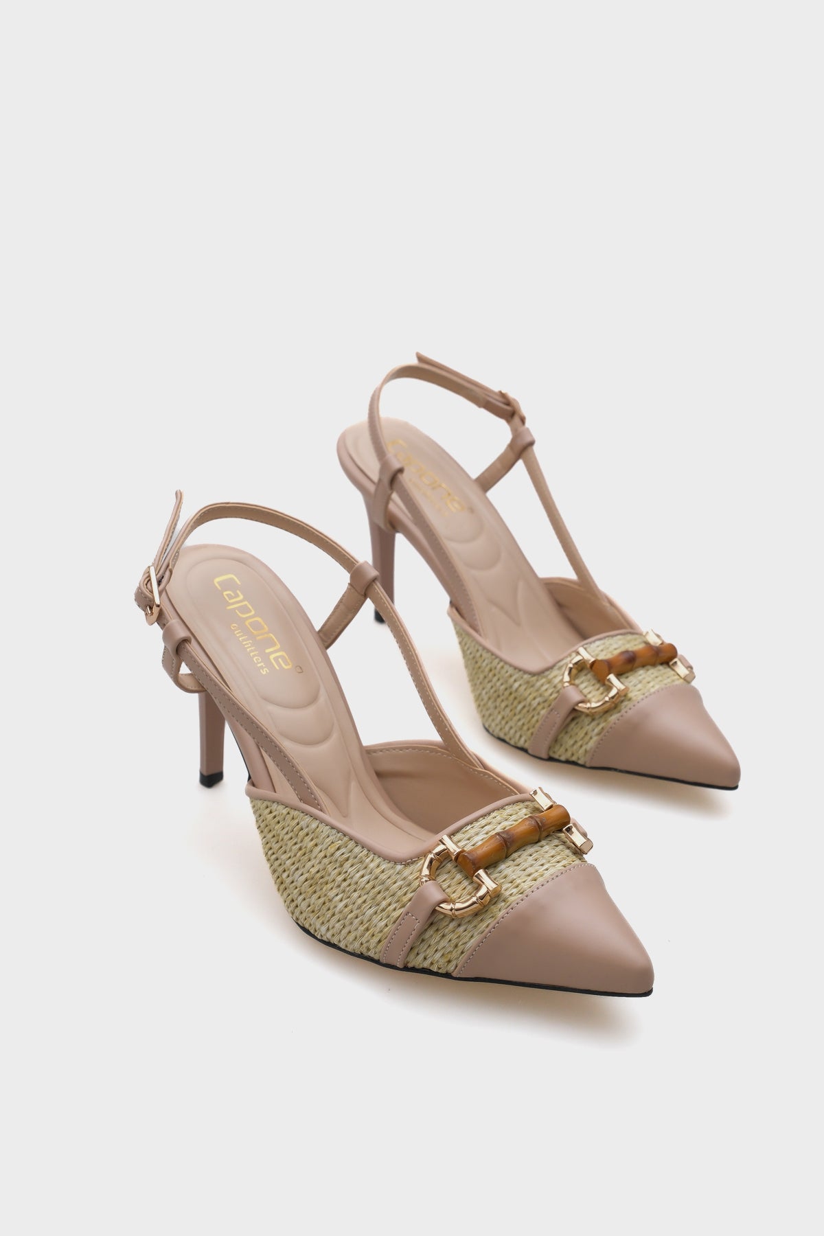 Hetty Tahta Tokalı Hasır Stiletto