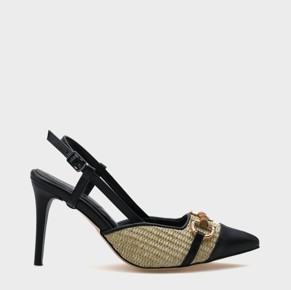 Hetty Tahta Tokalı Hasır Stiletto