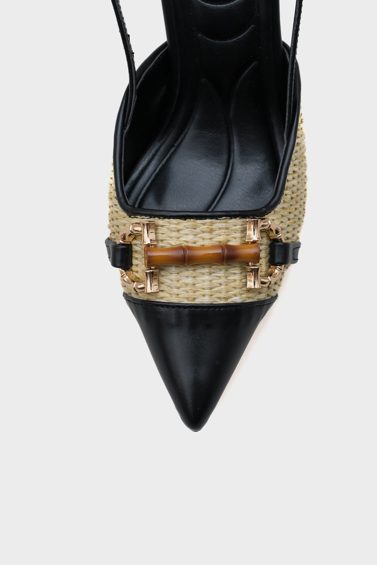 Hetty Tahta Tokalı Hasır Stiletto