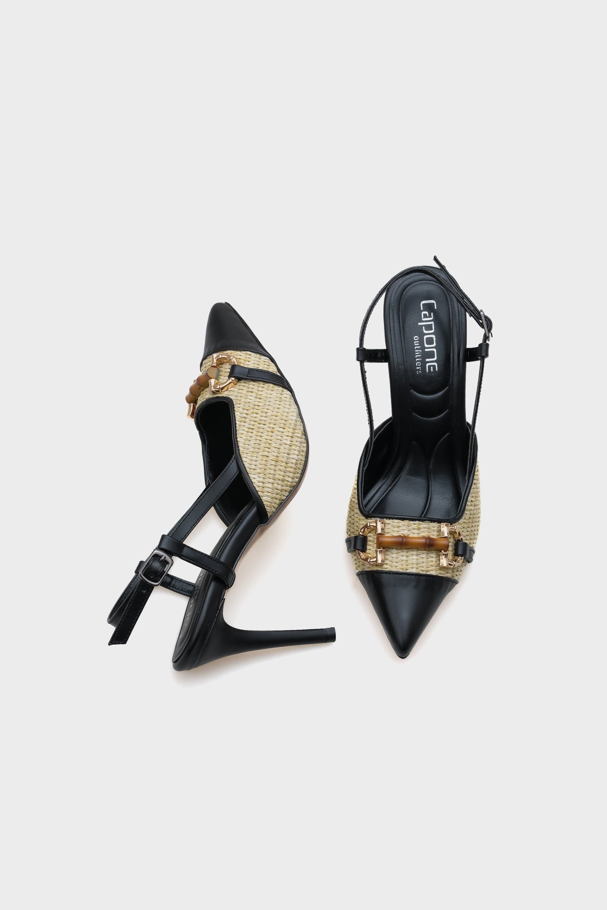 Hetty Tahta Tokalı Hasır Stiletto