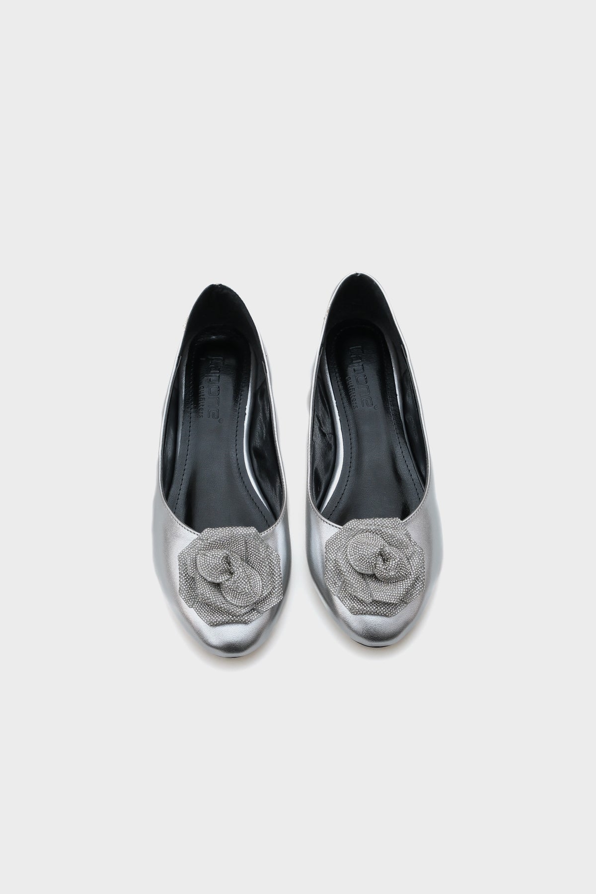 Audrey Yuvarlak Burunlu Taşlı Çiçekli Kadın Babet