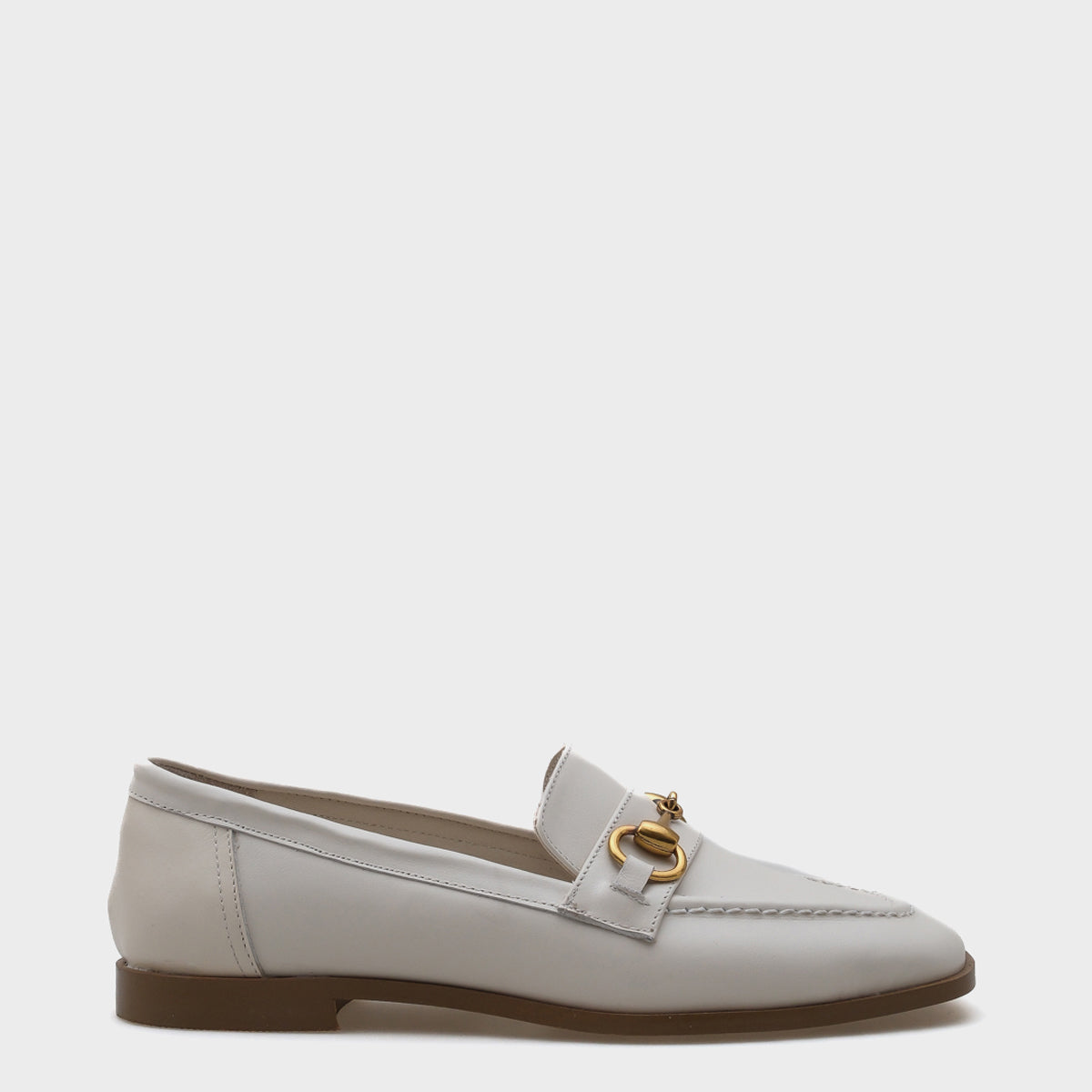 Carly Hakiki Deri Metal Tokalı Kadın Loafer Ayakkabı