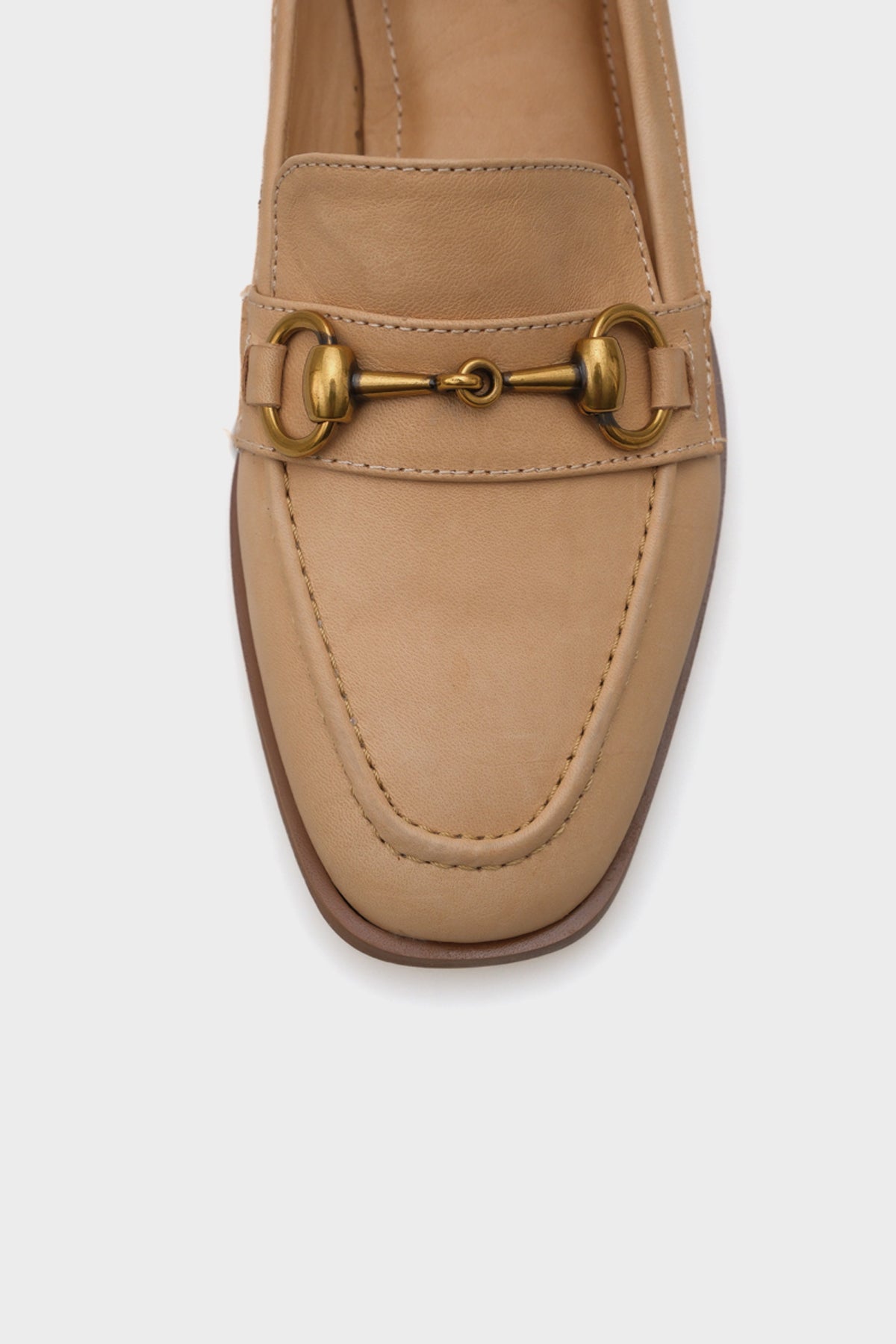 Carly Hakiki Deri Metal Tokalı Kadın Loafer Ayakkabı