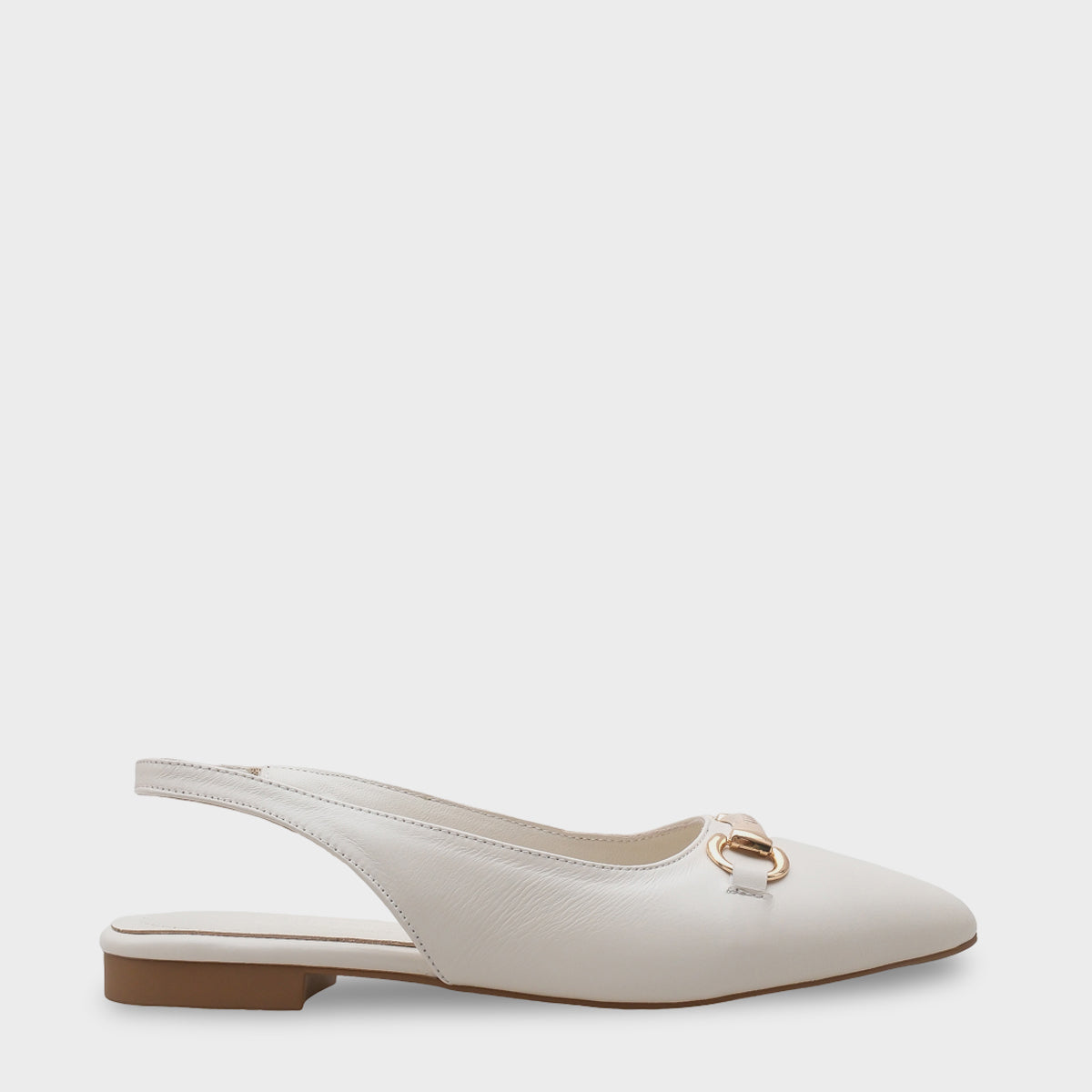 Bobby Hakiki Deri Sivri Burunlu Arkası Açık Tokalı Kadın Babet