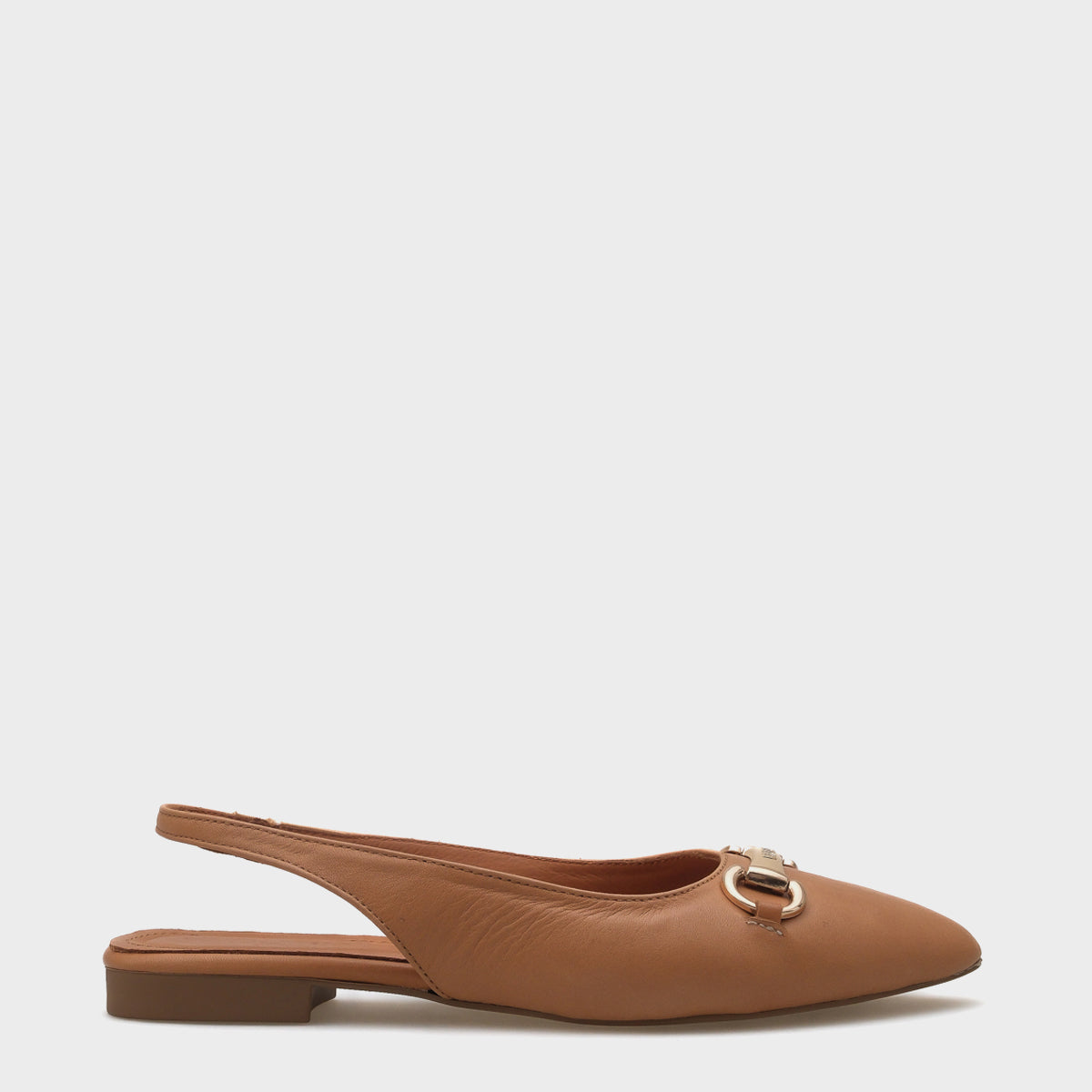 Bobby Hakiki Deri Sivri Burunlu Arkası Açık Tokalı Kadın Babet