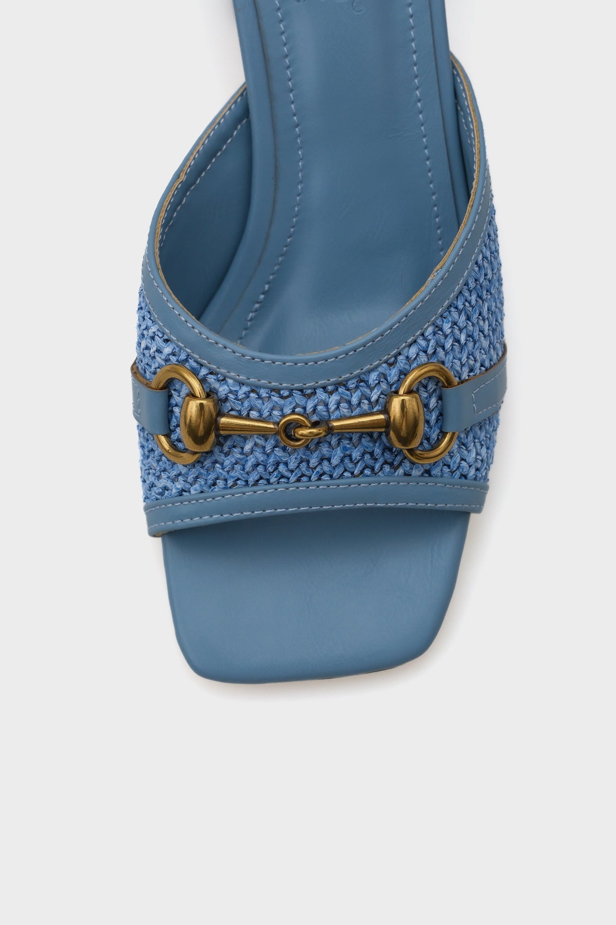 Natalie Hasır Orta Topuklu Ahşap Tokalı Kadın Terlik