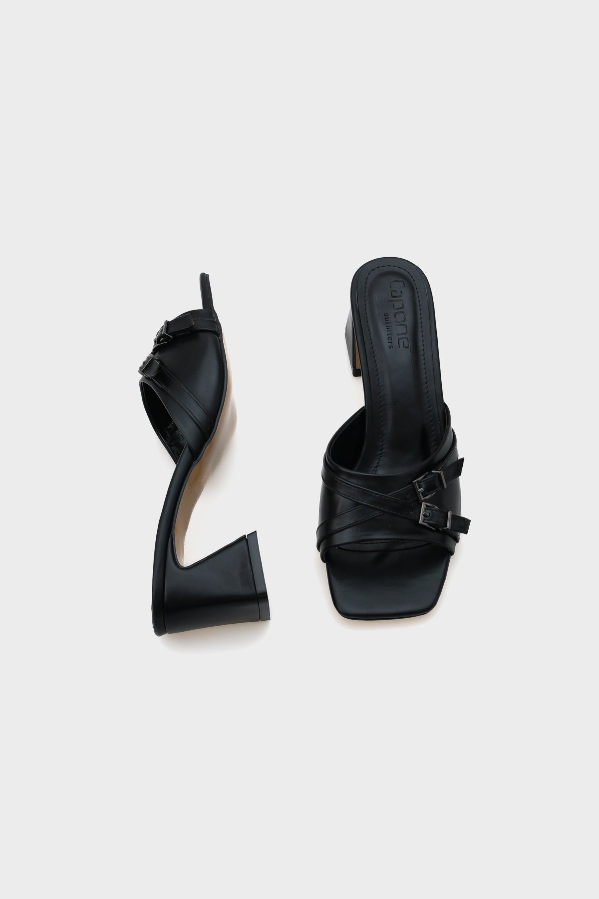 Neda  Orta Topuklu Çift Tokalı Kadın Terlik