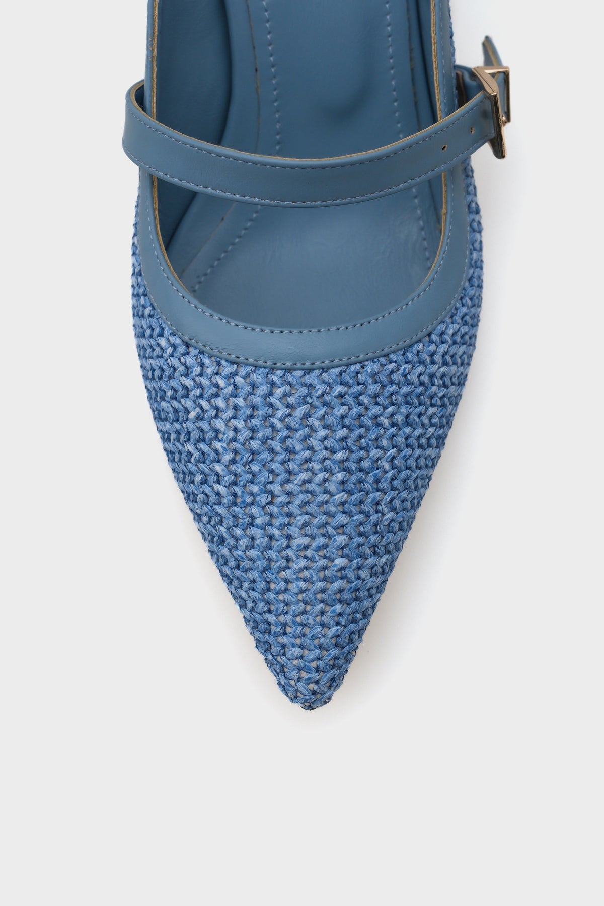 Nena Hakiki Deri Sivri Burunlu Hasır Burnu Kapalı Kadın Terlik