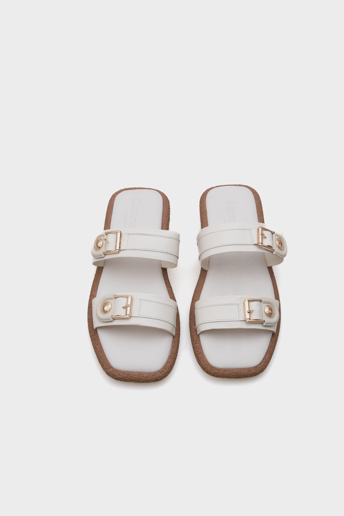 Enya Hakiki Deri Çift Tokalı Düz Topuklu Konfor Kadın Terlik