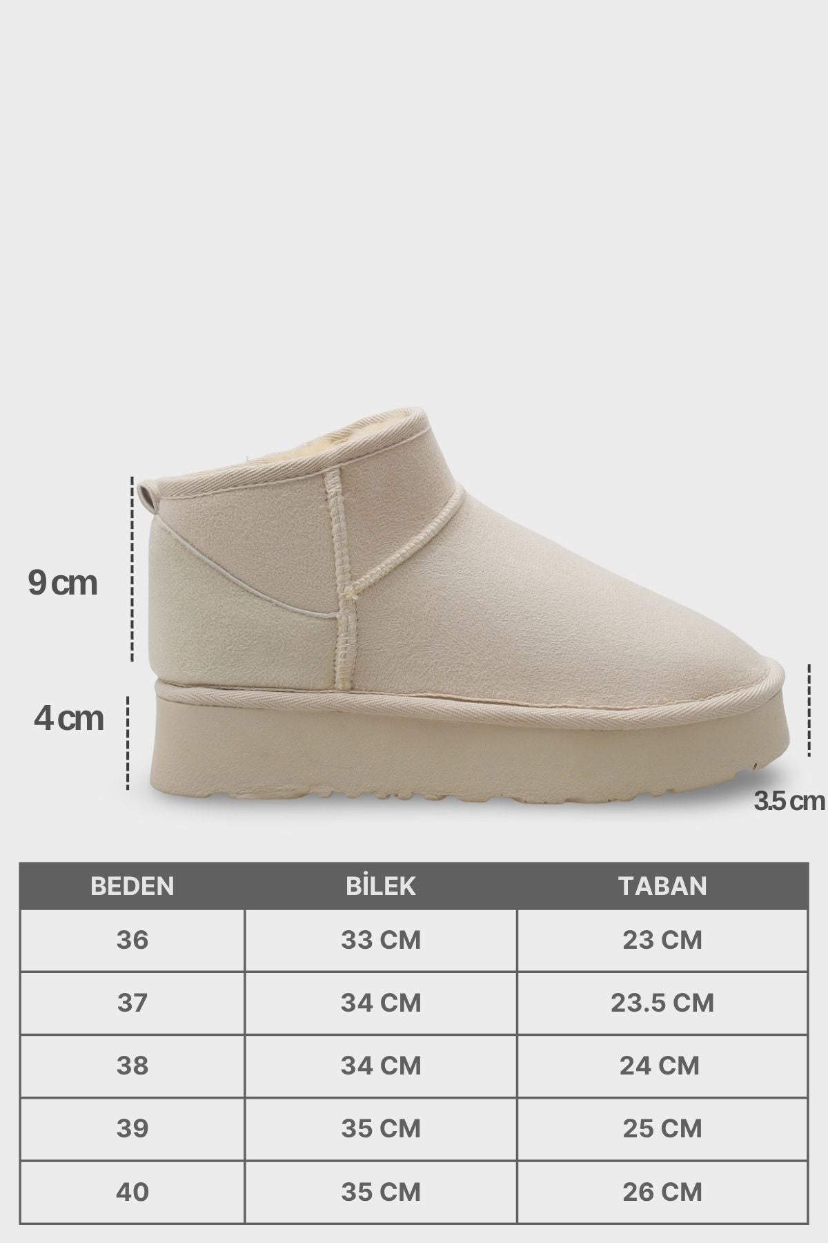 Raina Kalın Tabanlı Yuvarlak Burunlu Kürklü Kısa Kadın Bot