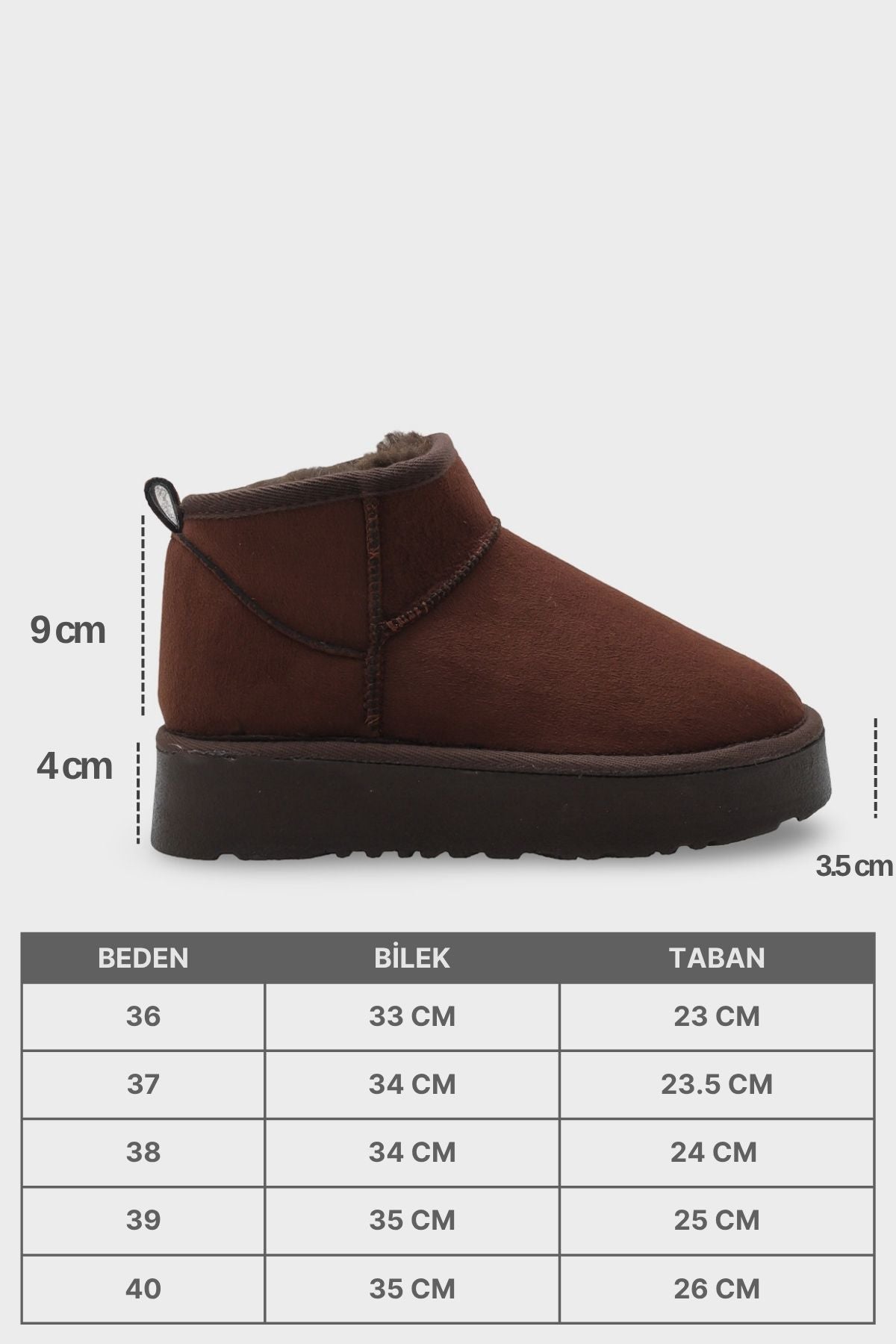 Raina Kalın Tabanlı Yuvarlak Burunlu Kürklü Kısa Kadın Bot