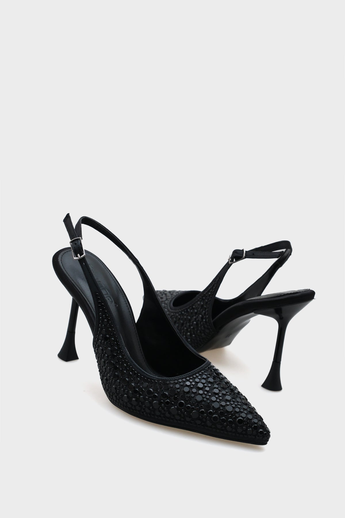 Hope Taşlı Saten Yüksek  Topuklu Arkası Bantlı Stiletto