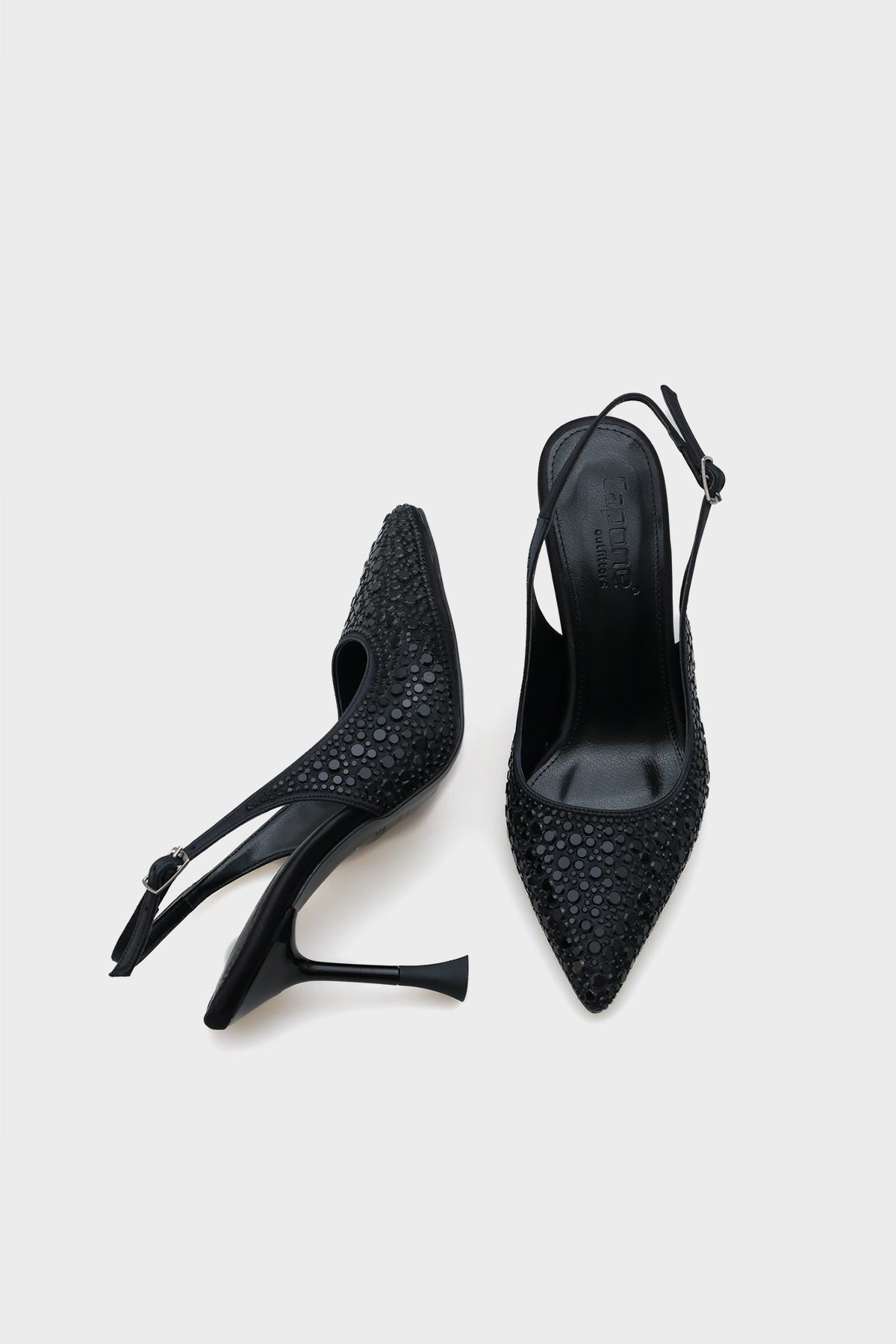 Hope Taşlı Saten Yüksek  Topuklu Arkası Bantlı Stiletto