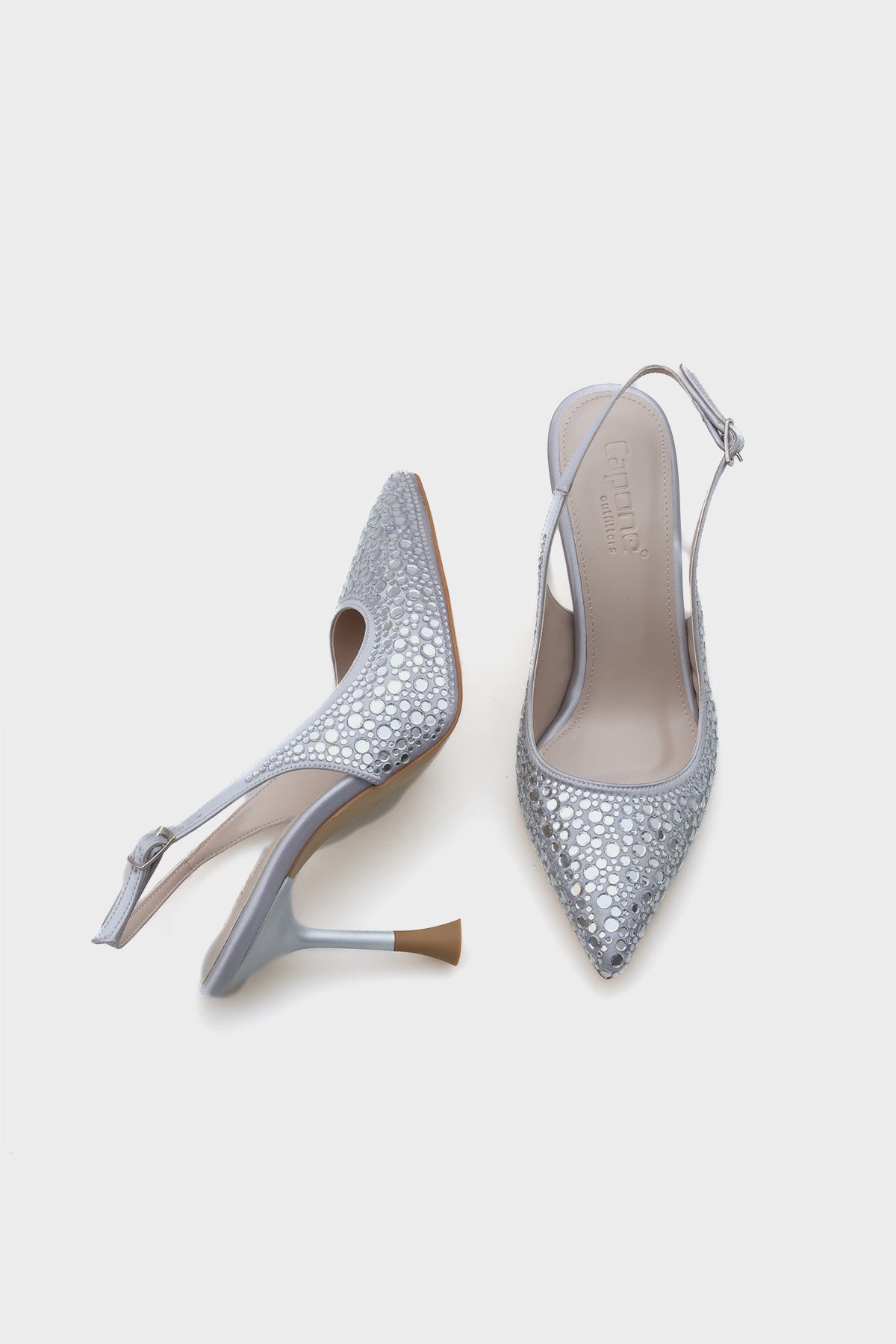 Hope Taşlı Saten Yüksek  Topuklu Arkası Bantlı Stiletto