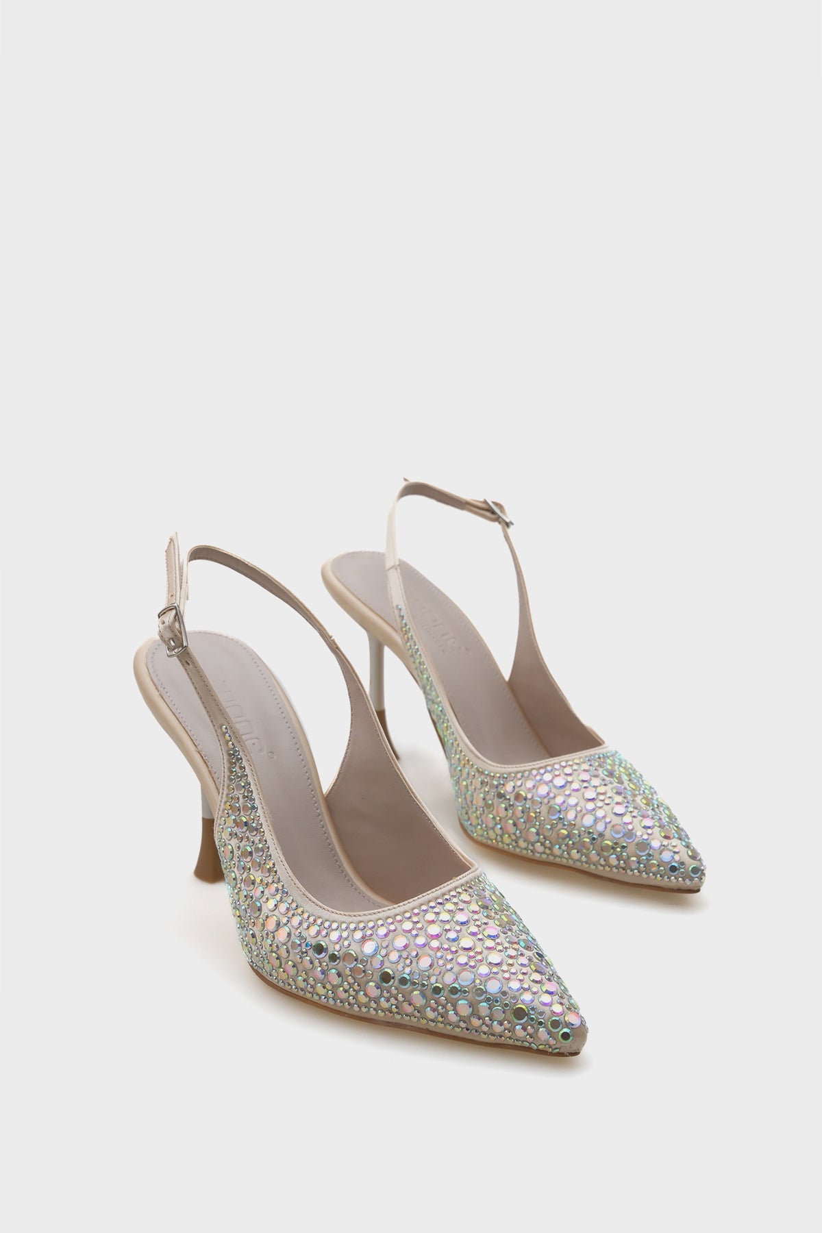 Hope Taşlı Saten Yüksek  Topuklu Arkası Bantlı Stiletto
