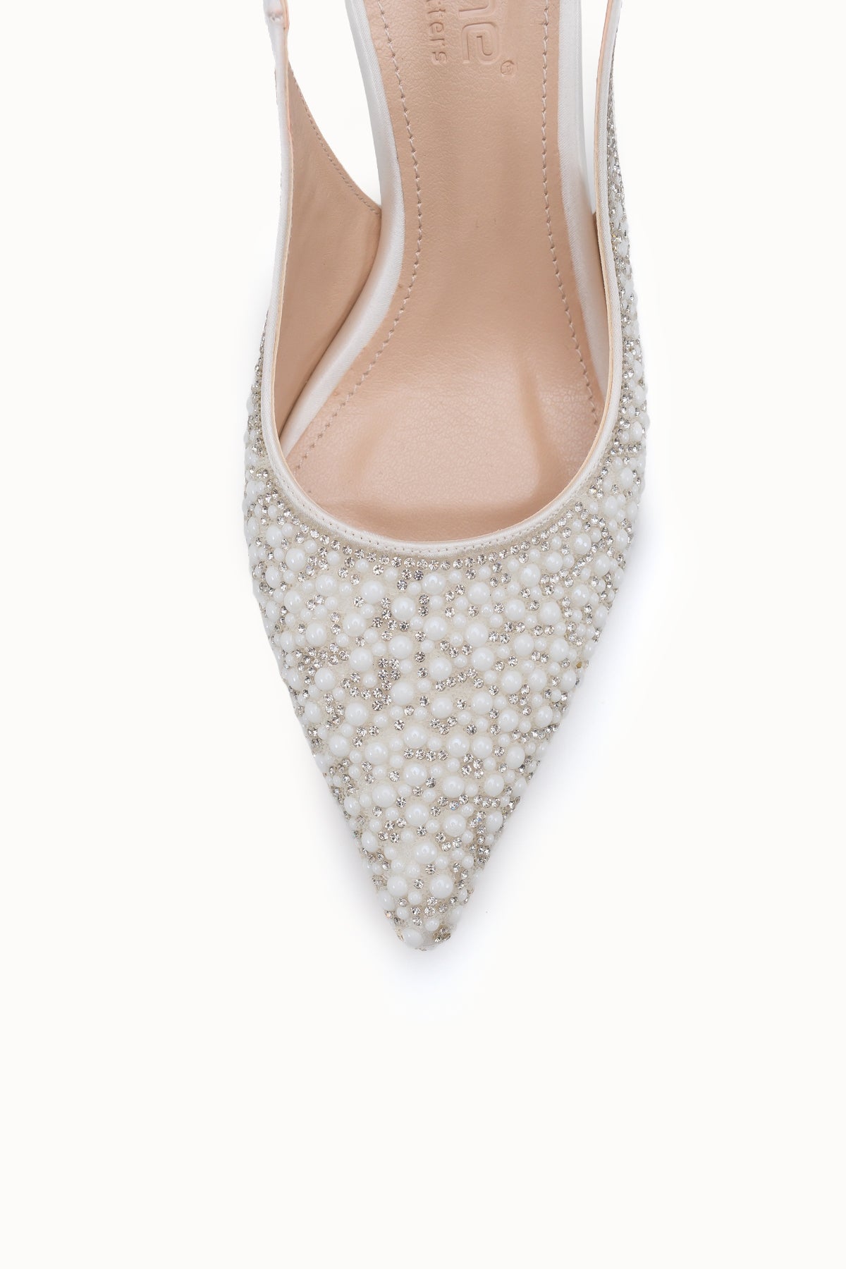 Dorri Komple Taşlı Sivri Burunlu Saten Arkası Açık Kadın Topuklu Düğün Ayakkabı