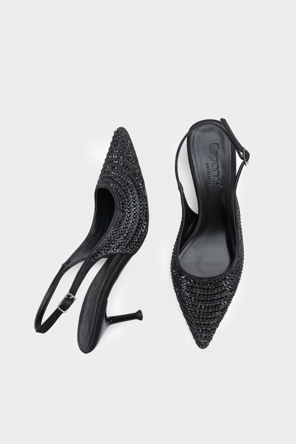 Laryssa Komple  Taşlı Sivri Burunlu Saten Arkası Açık Kadın Topuklu Düğün Ayakkabı