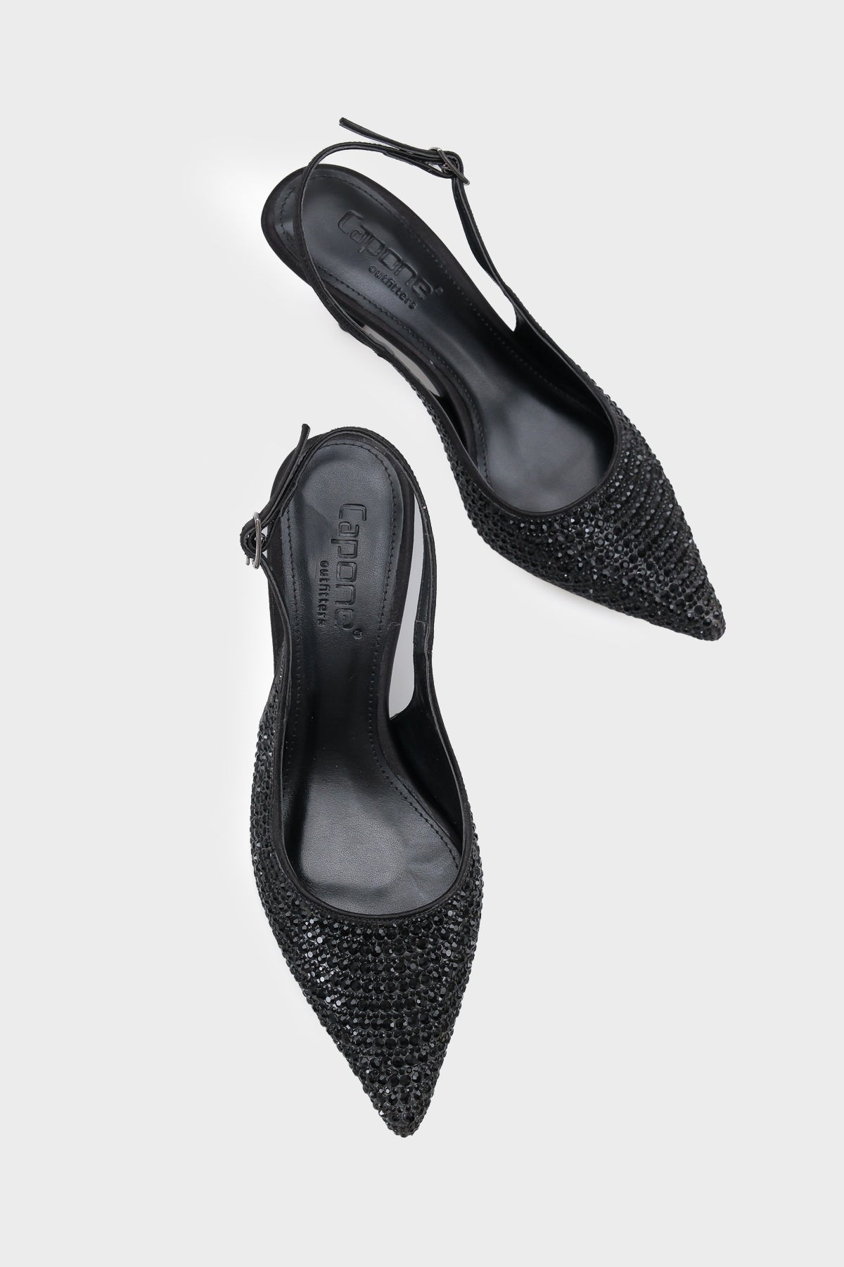 Laryssa Komple  Taşlı Sivri Burunlu Saten Arkası Açık Kadın Topuklu Düğün Ayakkabı