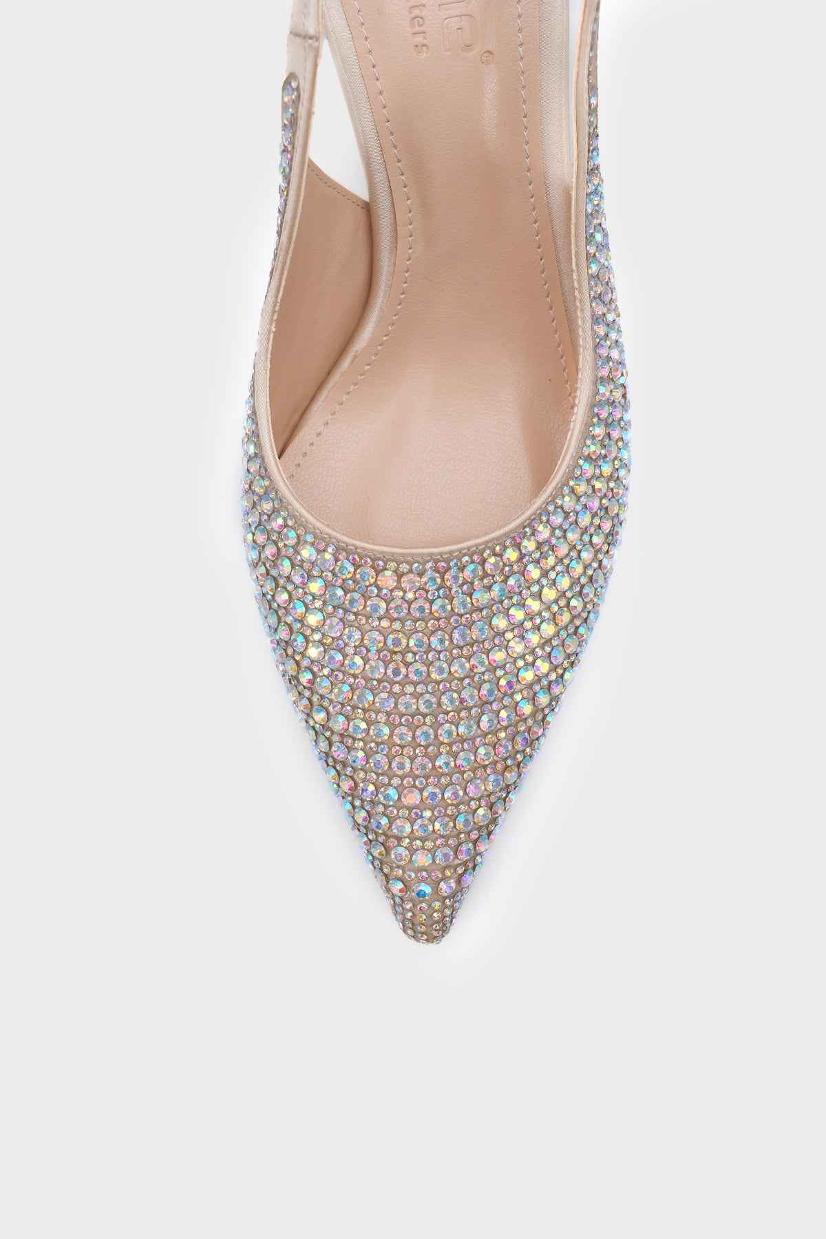 Laryssa Komple  Taşlı Sivri Burunlu Saten Arkası Açık Kadın Topuklu Düğün Ayakkabı