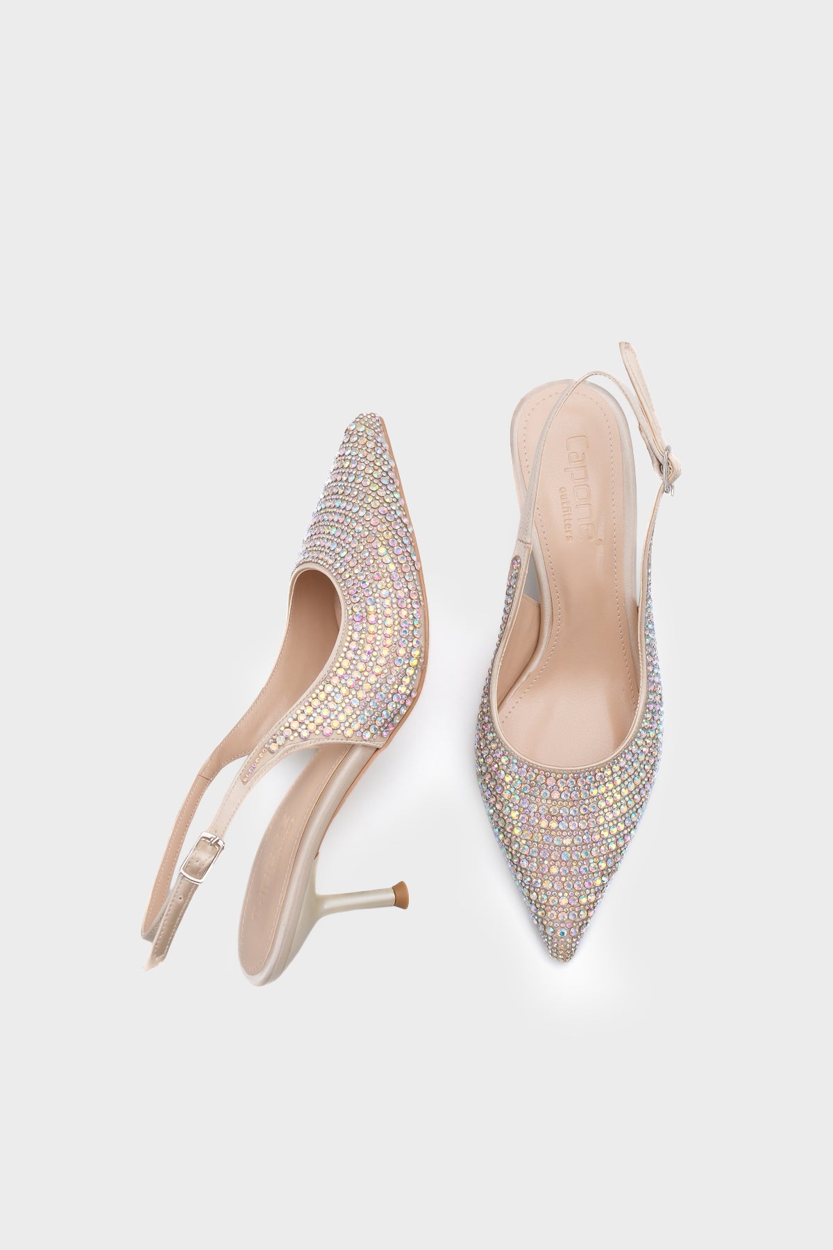 Laryssa Komple  Taşlı Sivri Burunlu Saten Arkası Açık Kadın Topuklu Düğün Ayakkabı