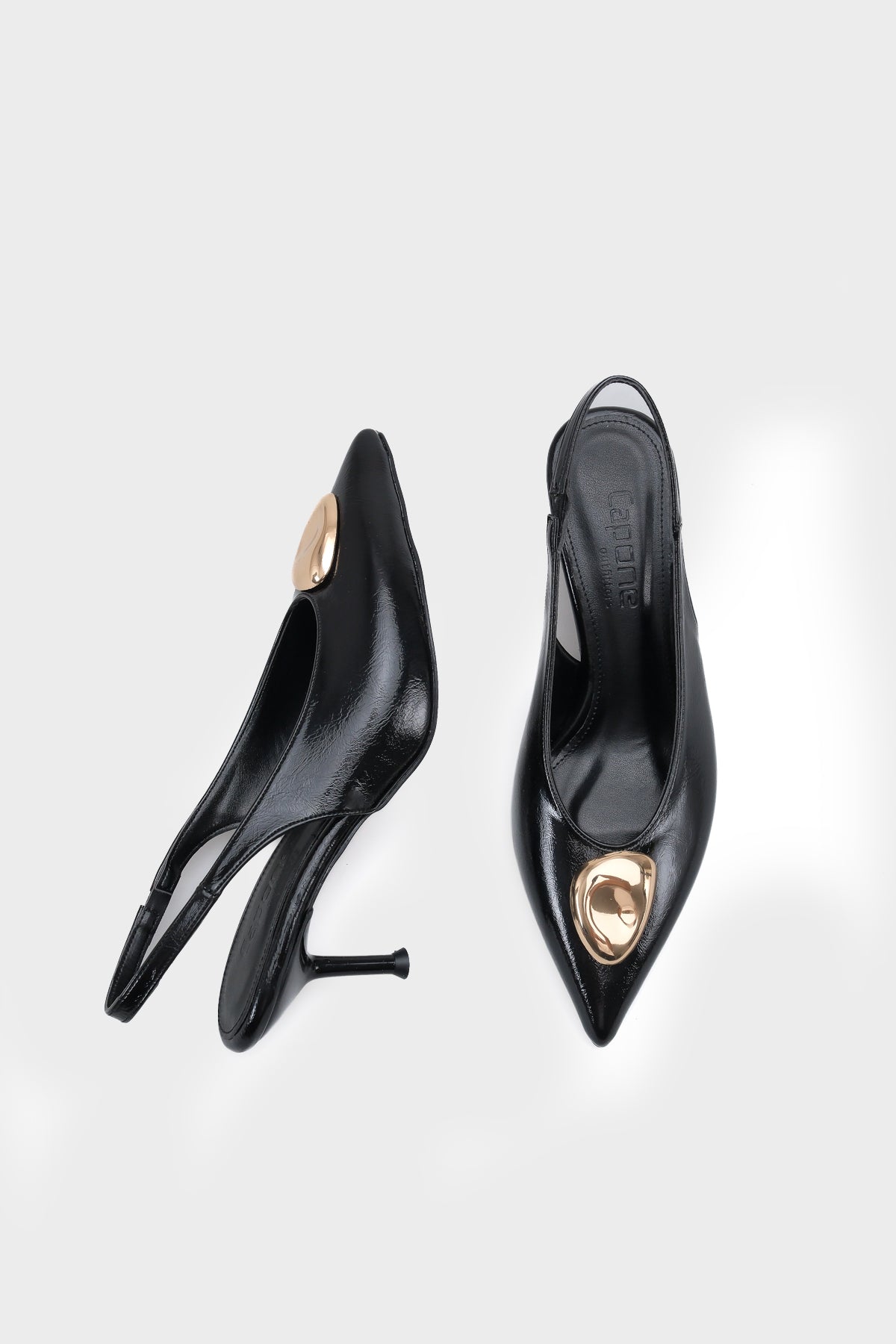 Clari Sivri Burunlu Metal Tokalı Orta Topuklu Arkası Bantlı Kadın Topuklu Ayakkabı