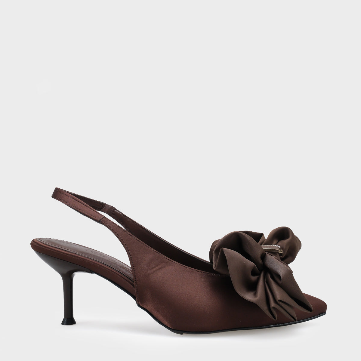 Tasha Saten Fiyonklu Orta Topuklu Sivri Burunlu  Saten Kadın Ayakkabı