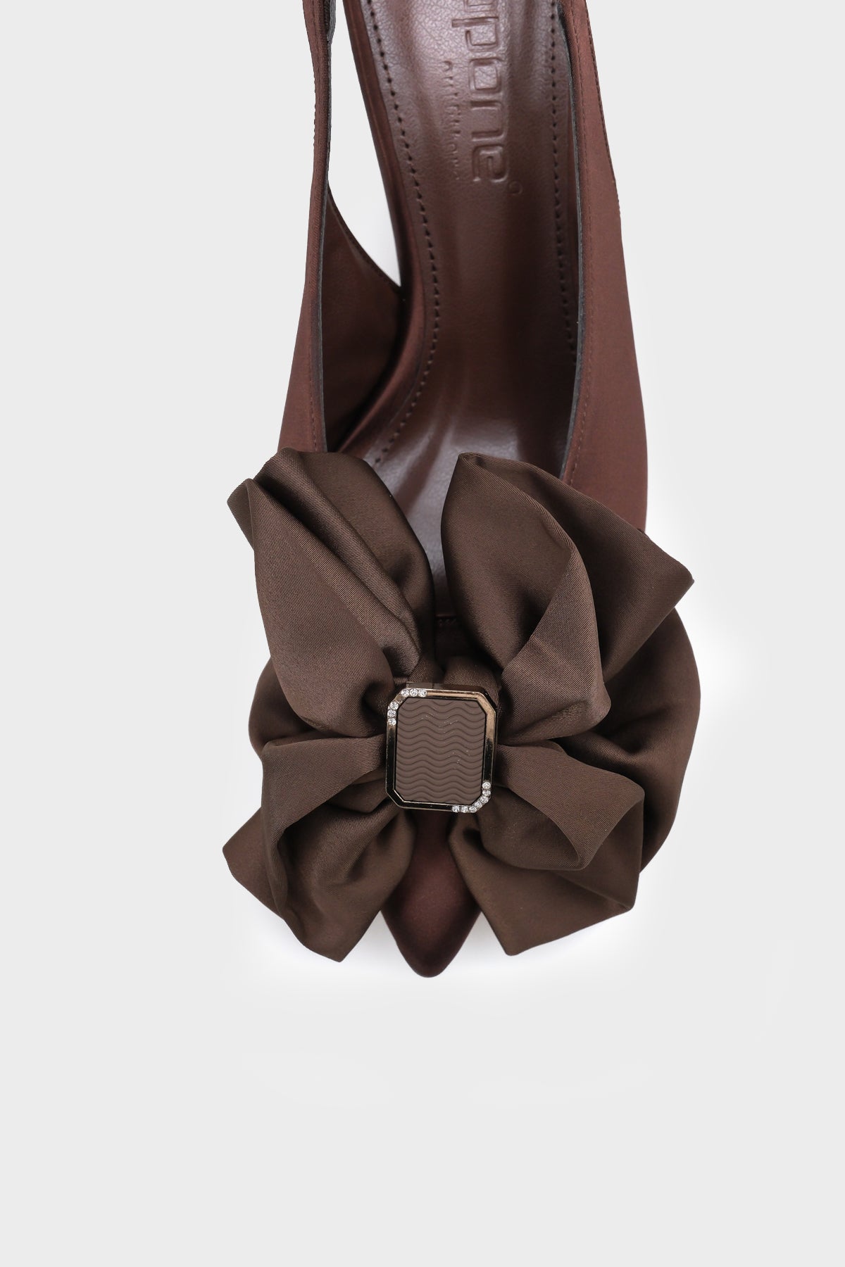 Tasha Saten Fiyonklu Orta Topuklu Sivri Burunlu  Saten Kadın Ayakkabı