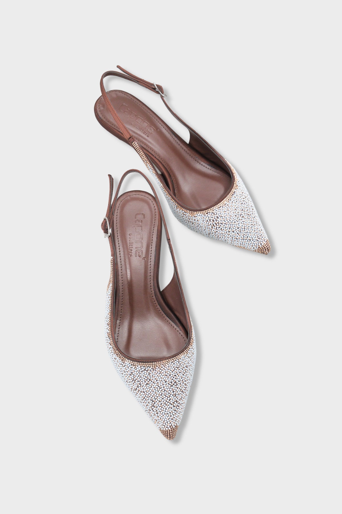 Denyse Komple Taşlı Sivri Burunlu Saten Arkası Bantlı Kadın Ayakkabı