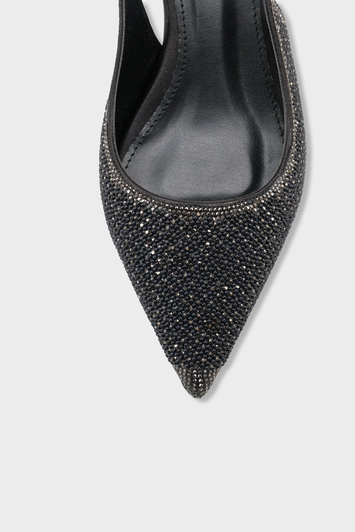 Denyse Komple Taşlı Sivri Burunlu Saten Arkası Bantlı Kadın Ayakkabı