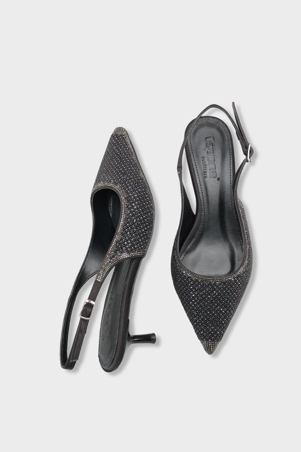 Denyse Komple Taşlı Sivri Burunlu Saten Arkası Bantlı Kadın Ayakkabı