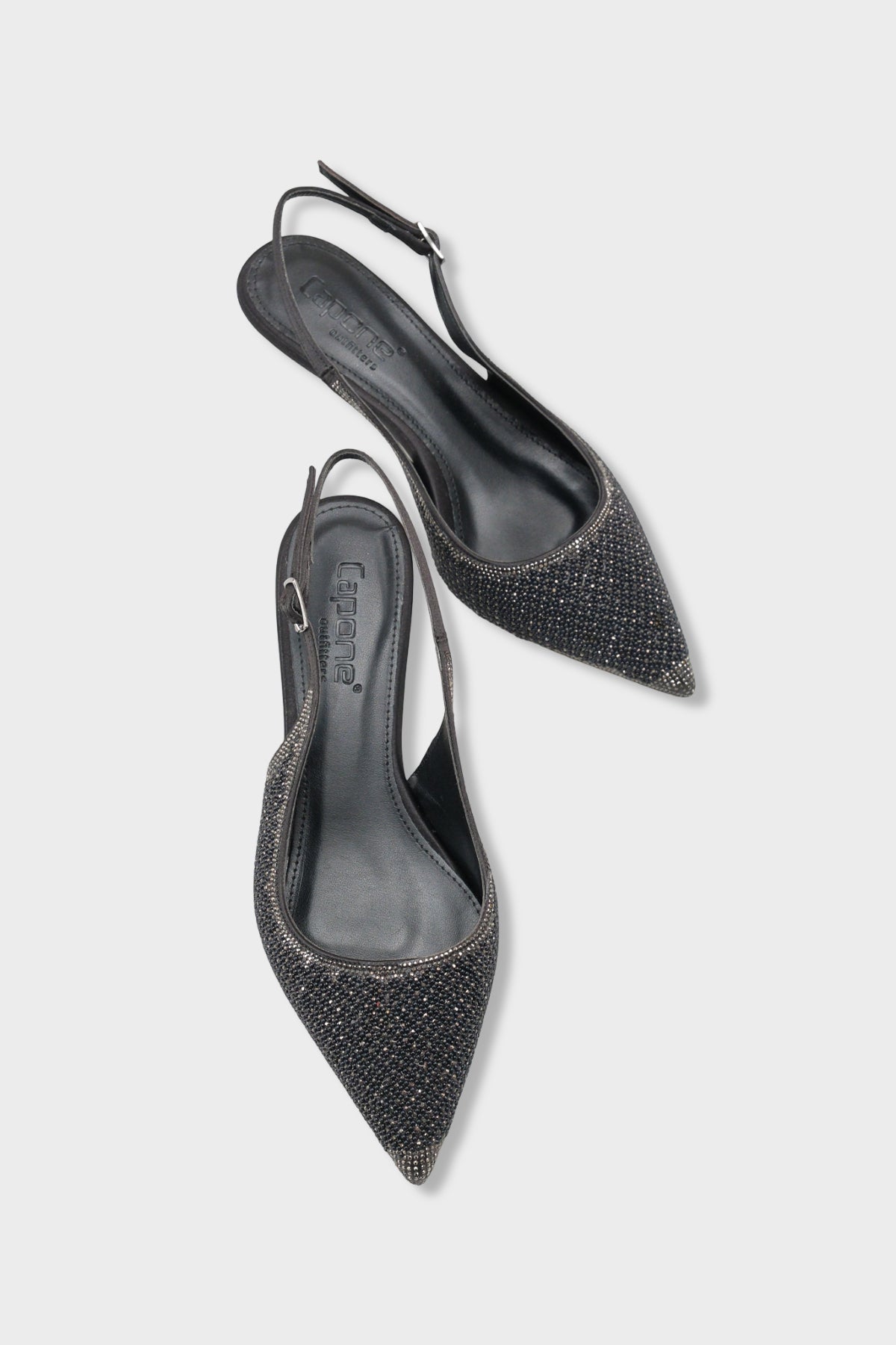 Denyse Komple Taşlı Sivri Burunlu Saten Arkası Bantlı Kadın Ayakkabı