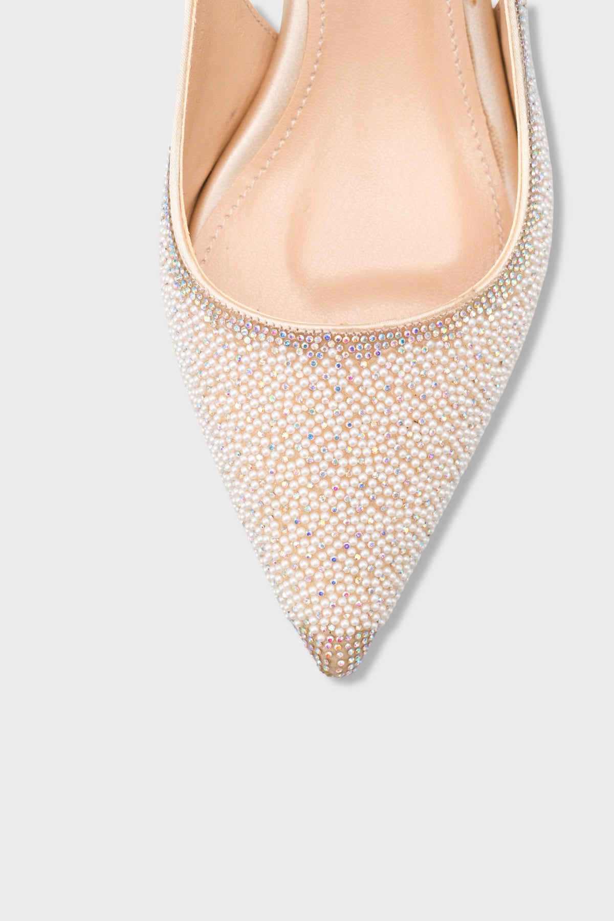 Denyse Komple Taşlı Sivri Burunlu Saten Arkası Bantlı Kadın Ayakkabı