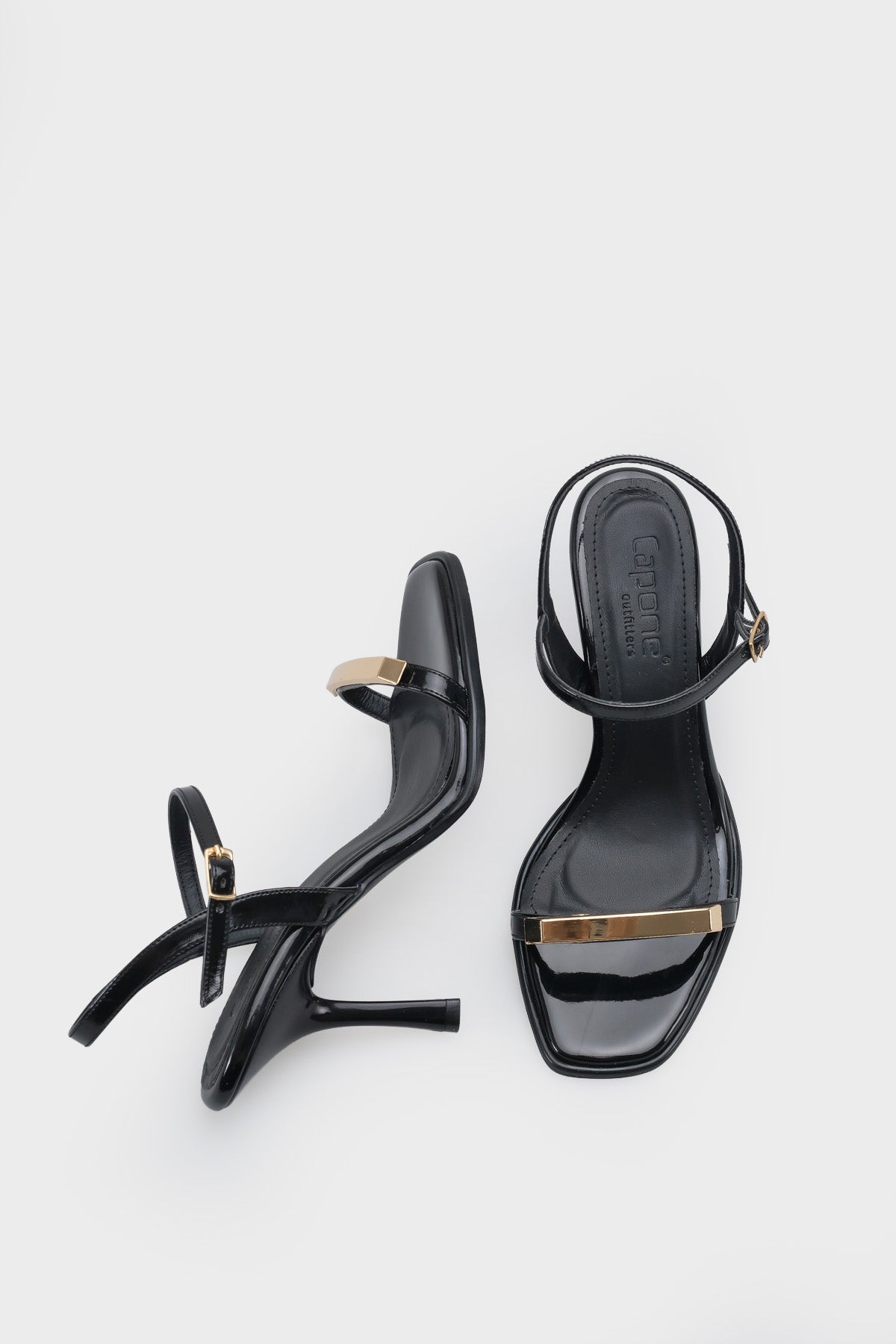 Reggi Küt Burunlu Metal Tek Bantlı Orta Topuklu Bilekten Bantlı Kadın Ayakkabı