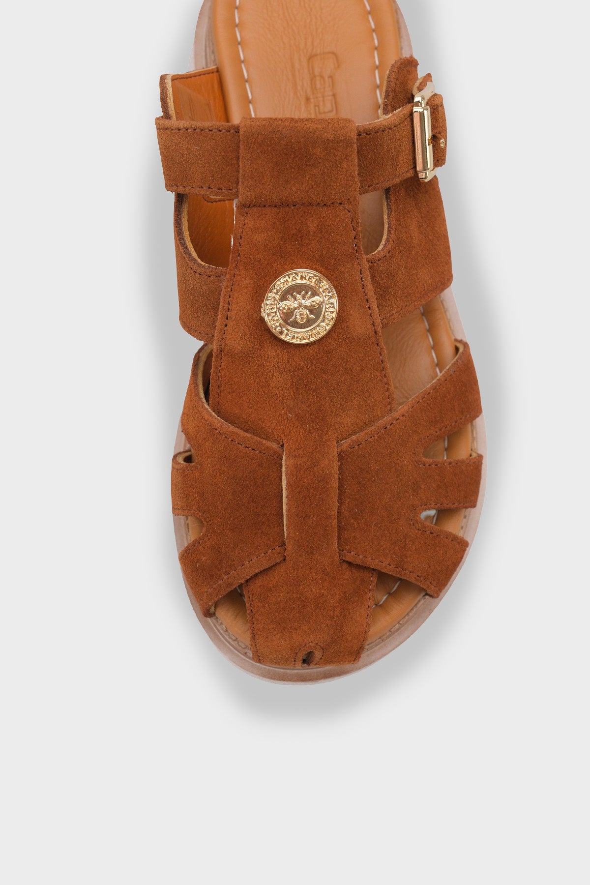 Cheri Hakiki Süet Gladyatör Dolgu Topuk Kadın Terlik