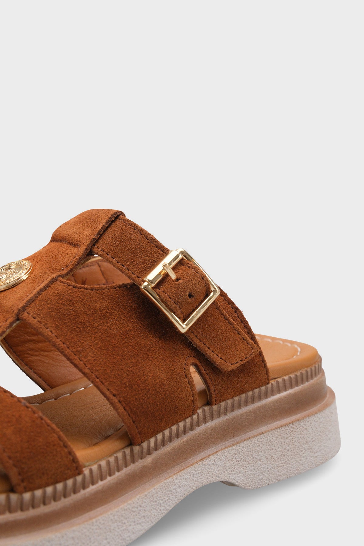 Cheri Hakiki Süet Gladyatör Dolgu Topuk Kadın Terlik