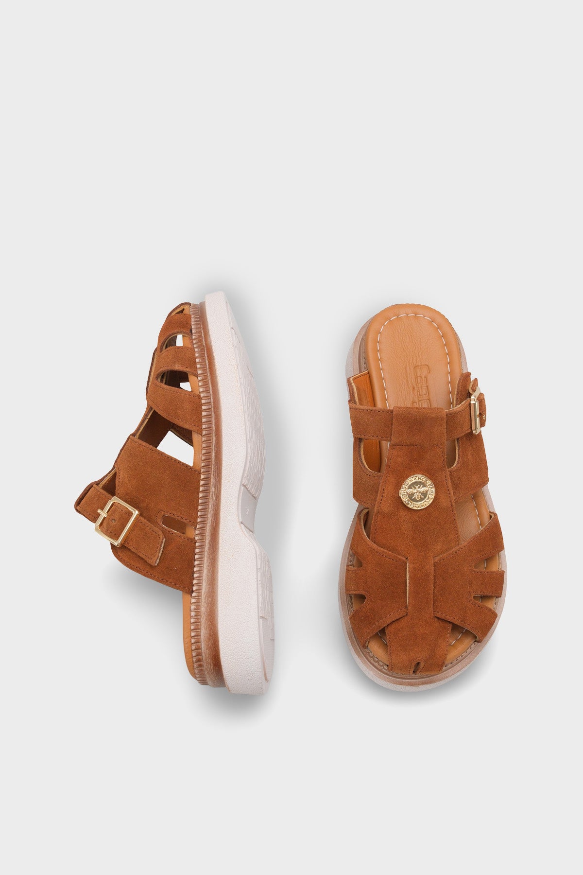 Cheri Hakiki Süet Gladyatör Dolgu Topuk Kadın Terlik