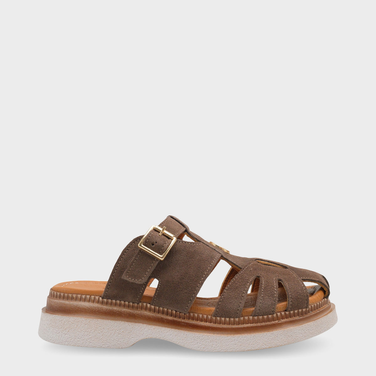 Cheri Hakiki Süet Gladyatör Dolgu Topuk Kadın Terlik