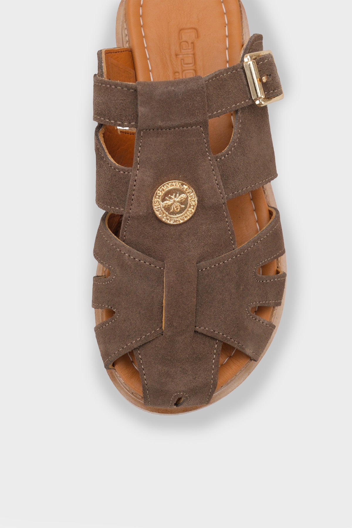 Cheri Hakiki Süet Gladyatör Dolgu Topuk Kadın Terlik