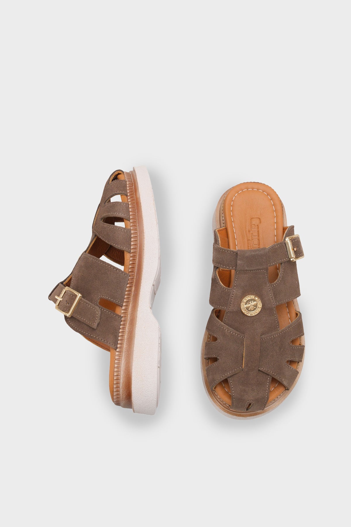 Cheri Hakiki Süet Gladyatör Dolgu Topuk Kadın Terlik