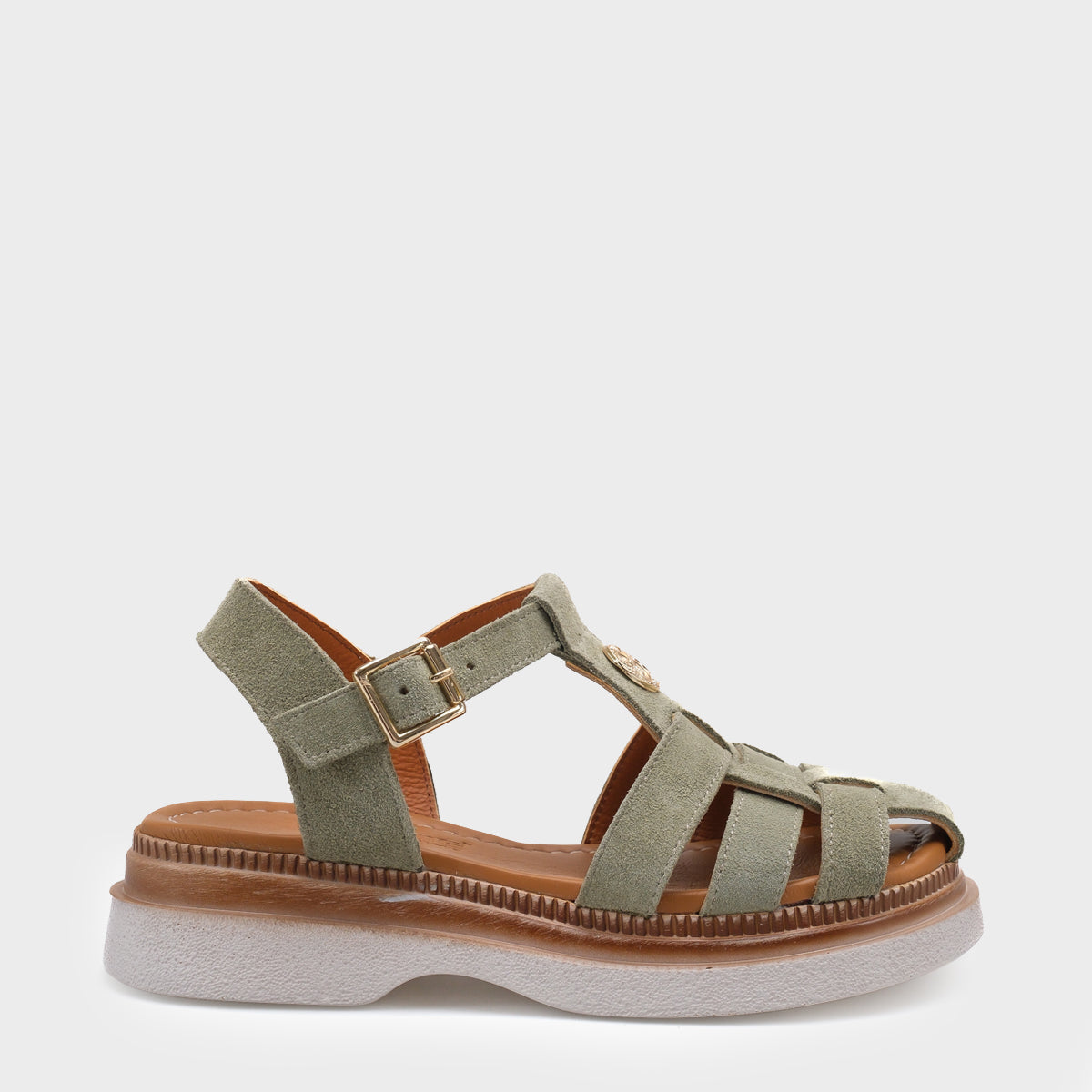 Juliane Hakiki Süet Gladyatör Dolgu Topuk Kadın Sandalet