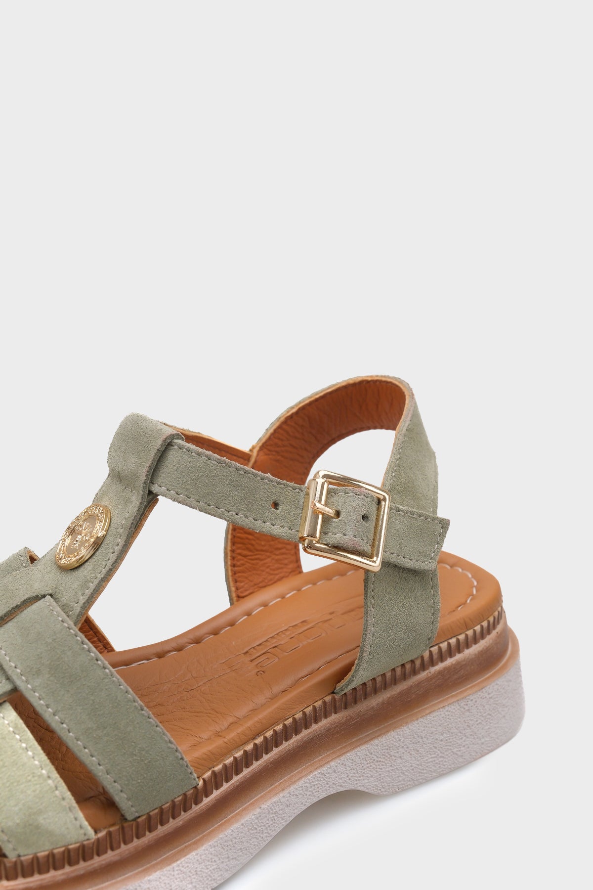 Juliane Hakiki Süet Gladyatör Dolgu Topuk Kadın Sandalet