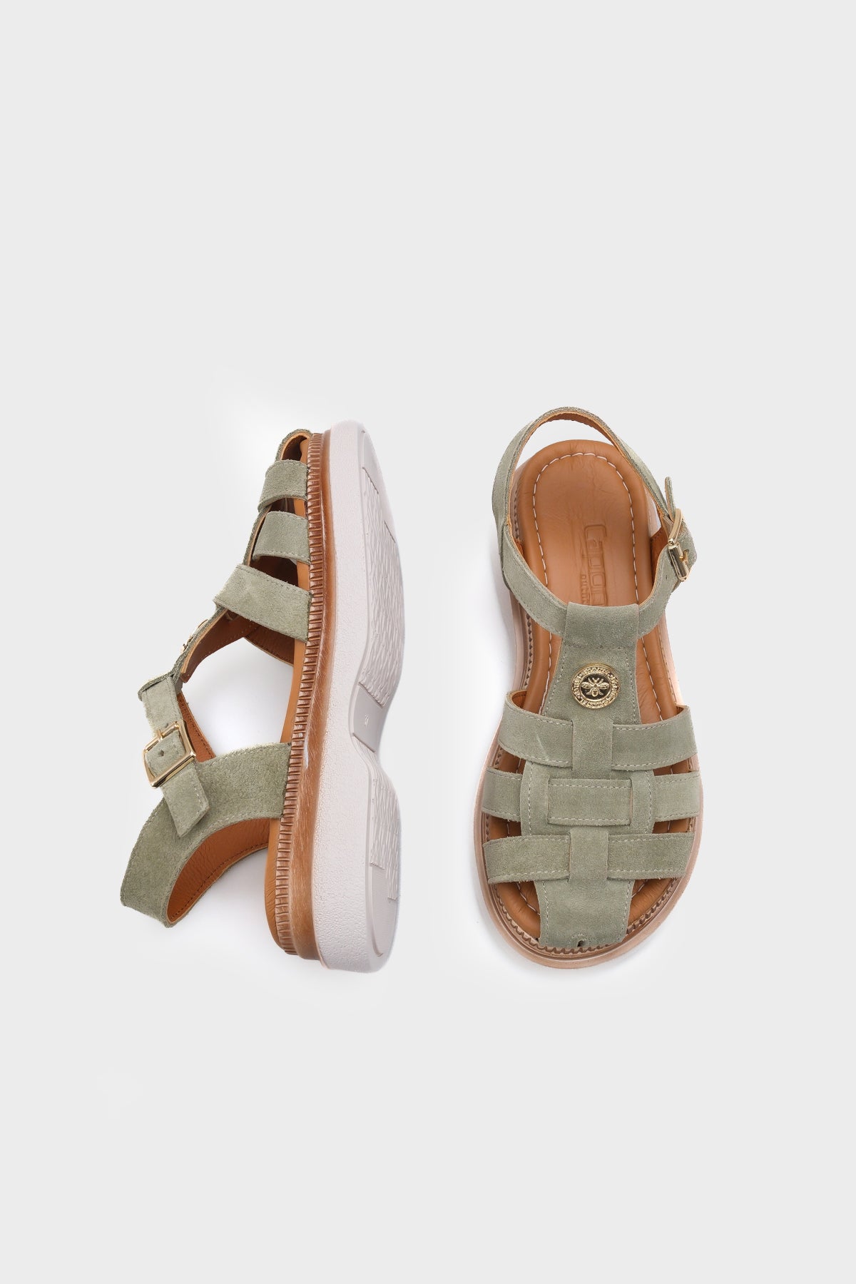 Juliane Hakiki Süet Gladyatör Dolgu Topuk Kadın Sandalet