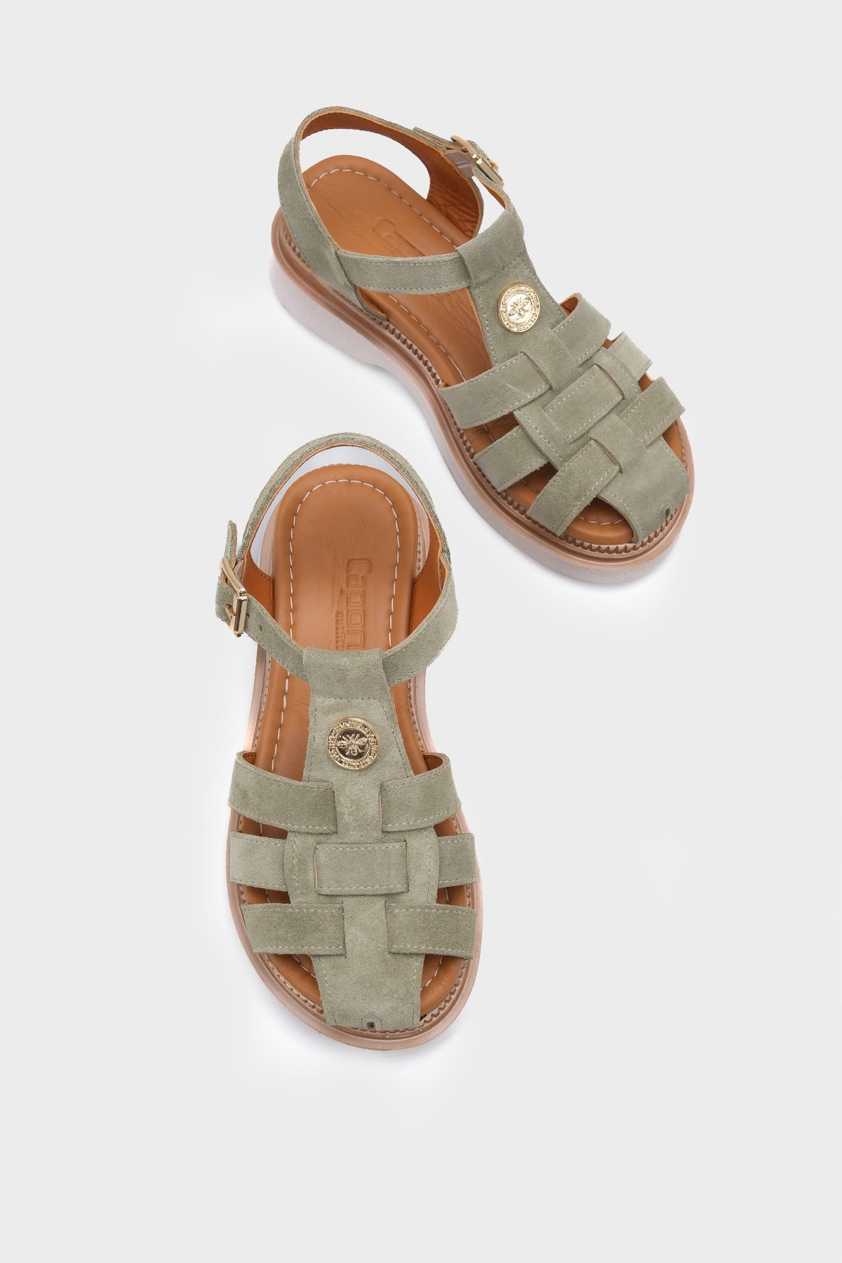 Juliane Hakiki Süet Gladyatör Dolgu Topuk Kadın Sandalet