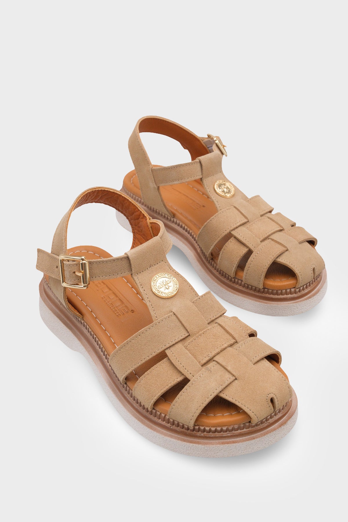 Juliane Hakiki Süet Gladyatör Dolgu Topuk Kadın Sandalet