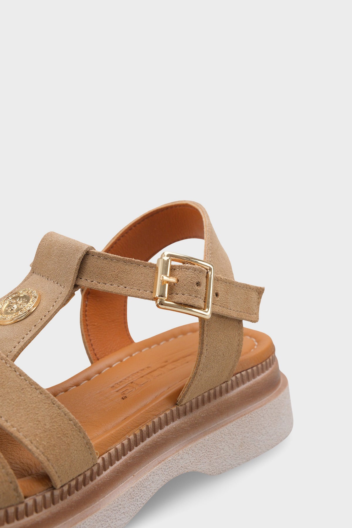 Juliane Hakiki Süet Gladyatör Dolgu Topuk Kadın Sandalet