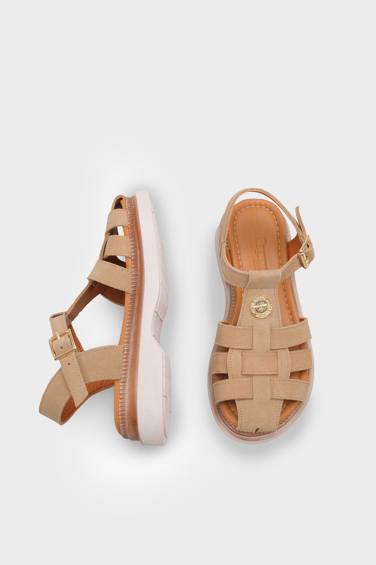 Juliane Hakiki Süet Gladyatör Dolgu Topuk Kadın Sandalet